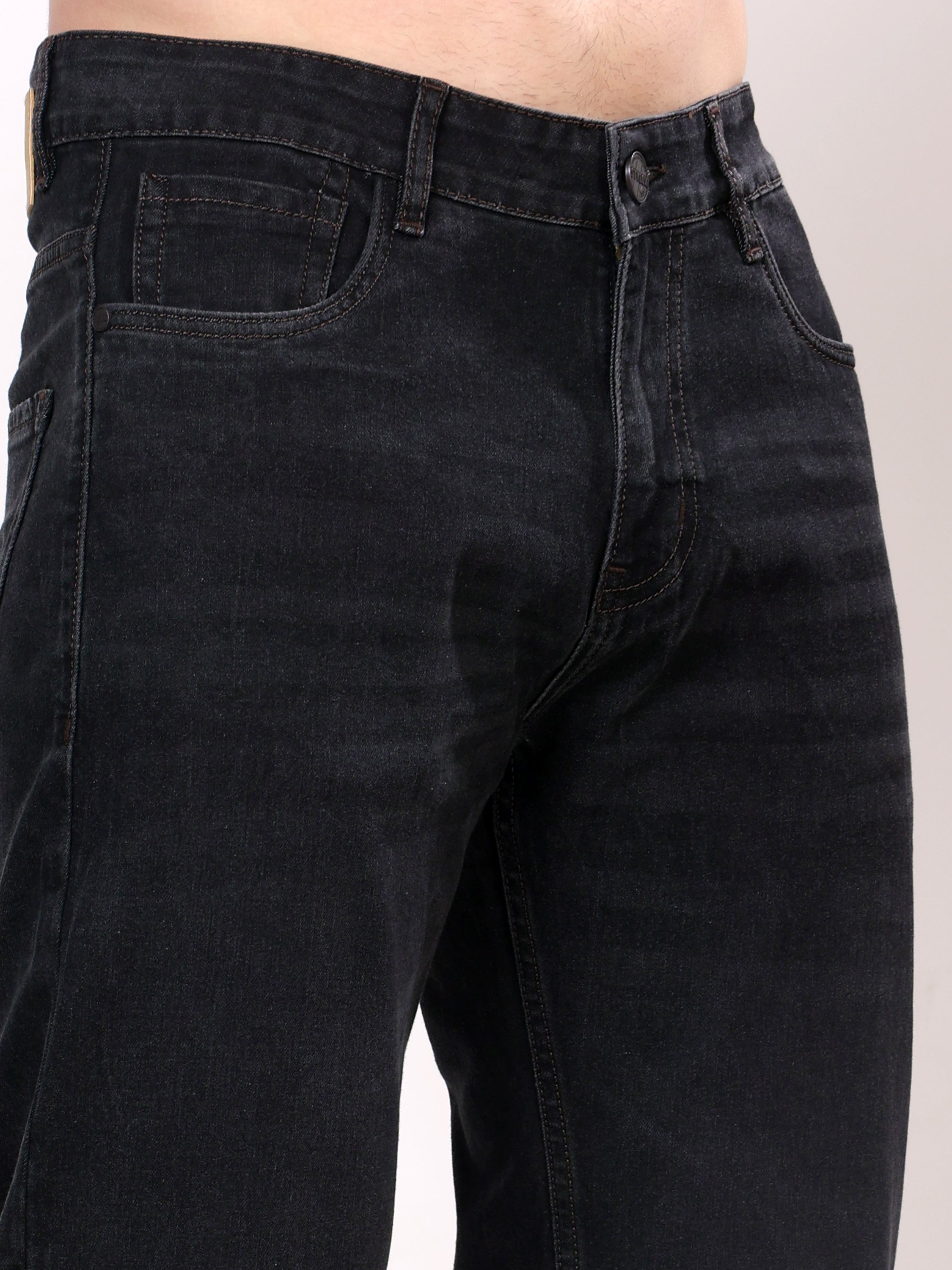 Stylox Men’s Comfort Fit Stretchable Denim Jeans-Dark Grey