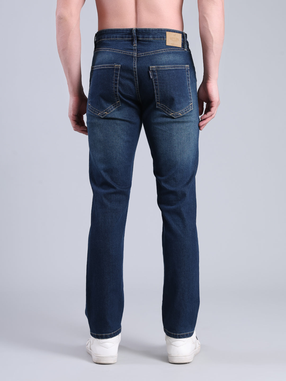 Stylox Men’s Slim Fit Mid Rise Stretchable Jeans (Greenish Blue) - Stylox