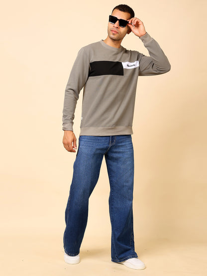 Stylox Men’s Colorblock Crew Neck Sweatshirt with “Revolution” Print