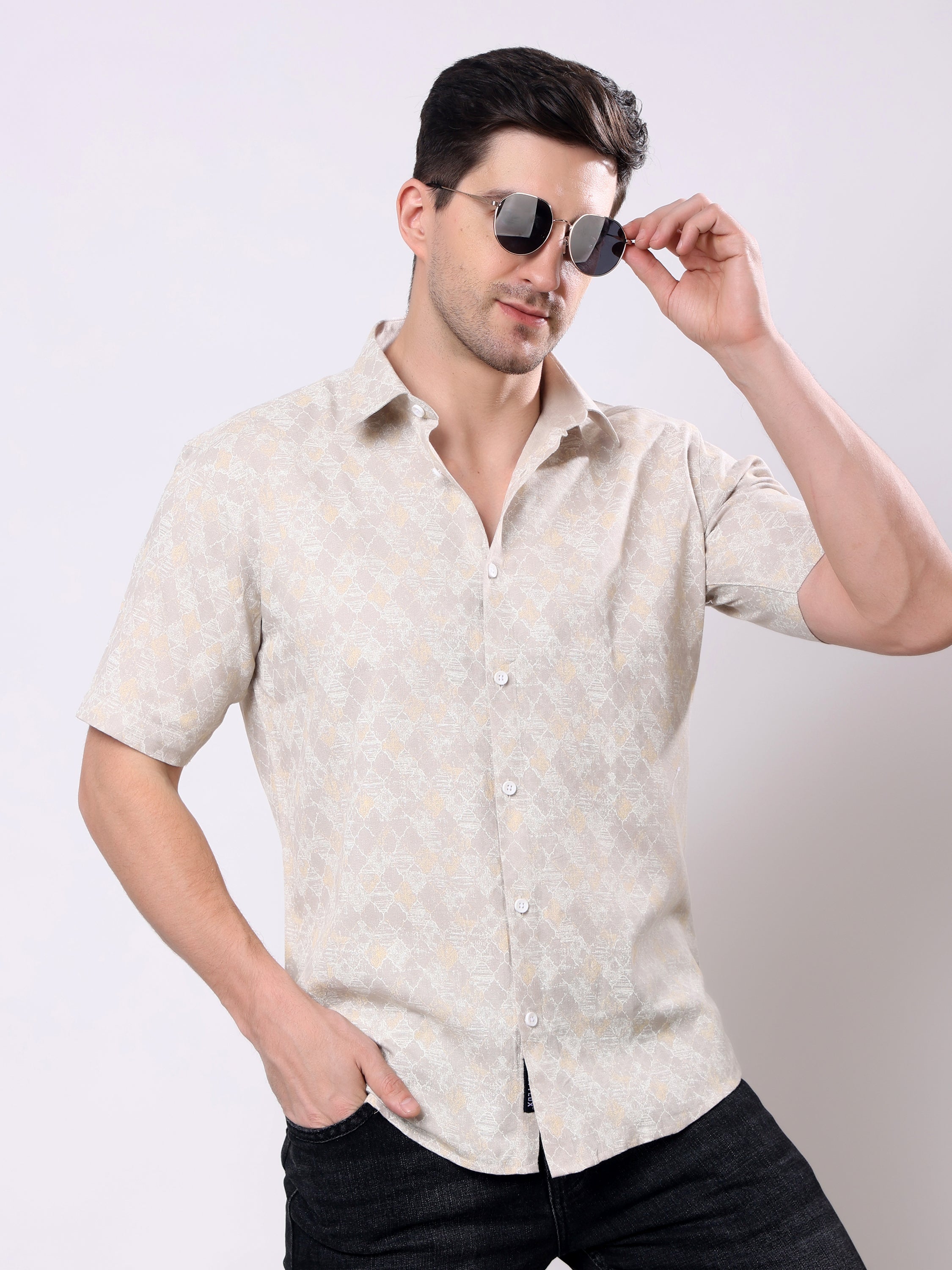 Stylox Men’s Regular Fit Half Sleeve Abstract print Casual Shirt - Stylox