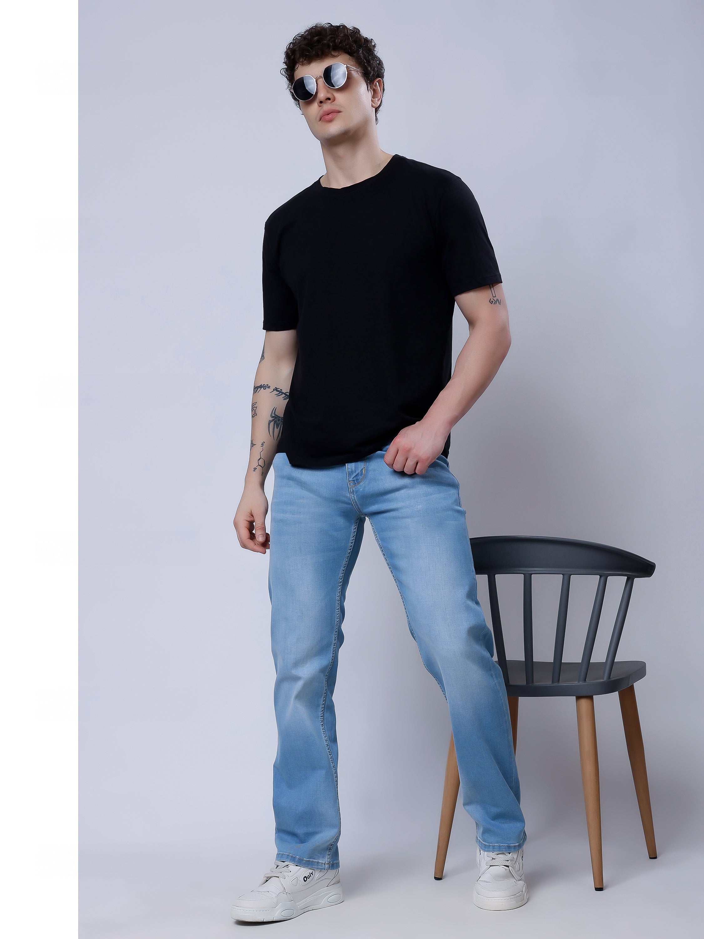 Stylox Men’s Comfort Fit Stretchable Denim Jeans-Light Blue - Stylox