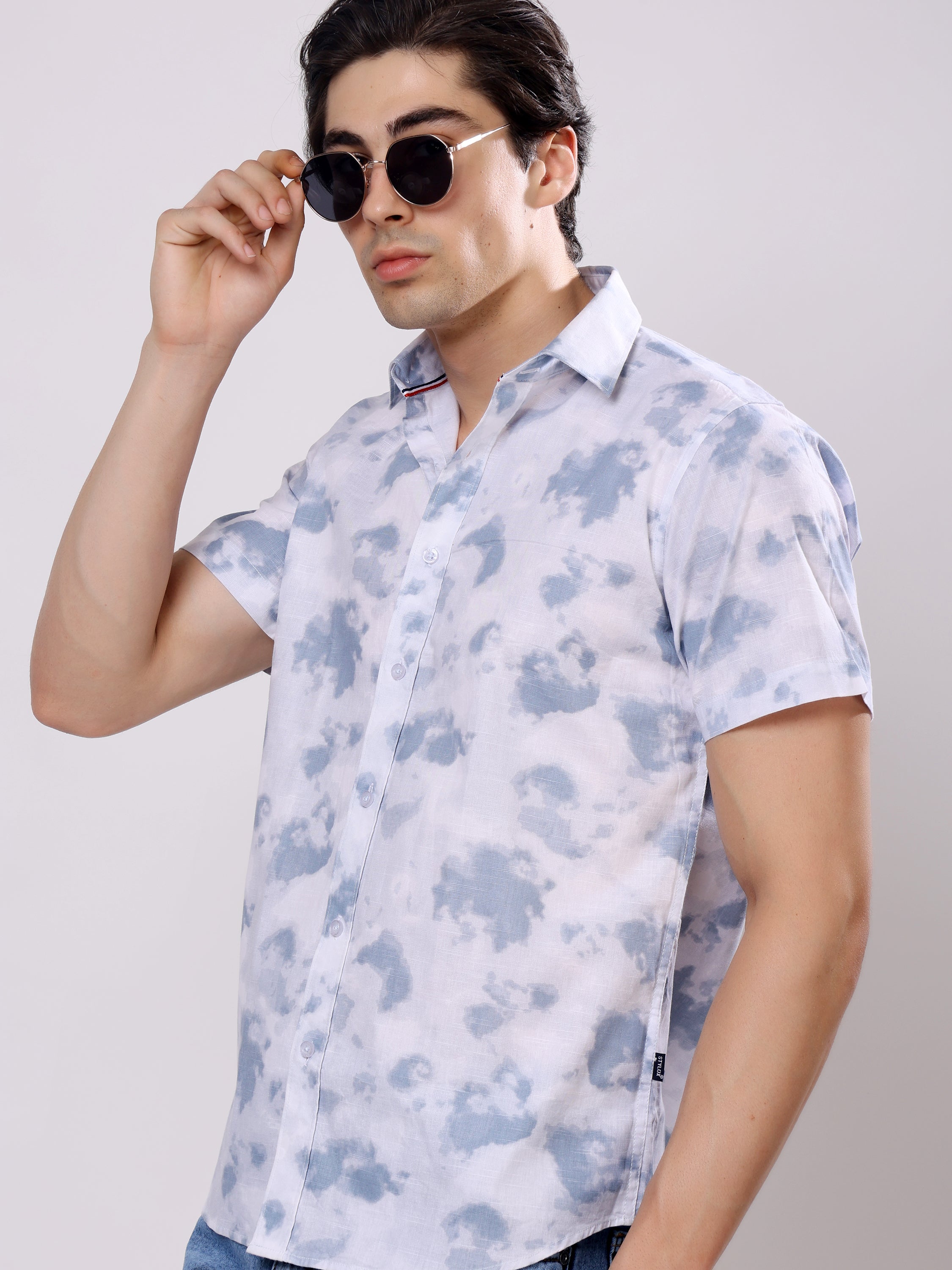 Stylox Men’s Regular Fit Half Sleeve Stylish Tie-Dye Printed Casual Shirt - Stylox
