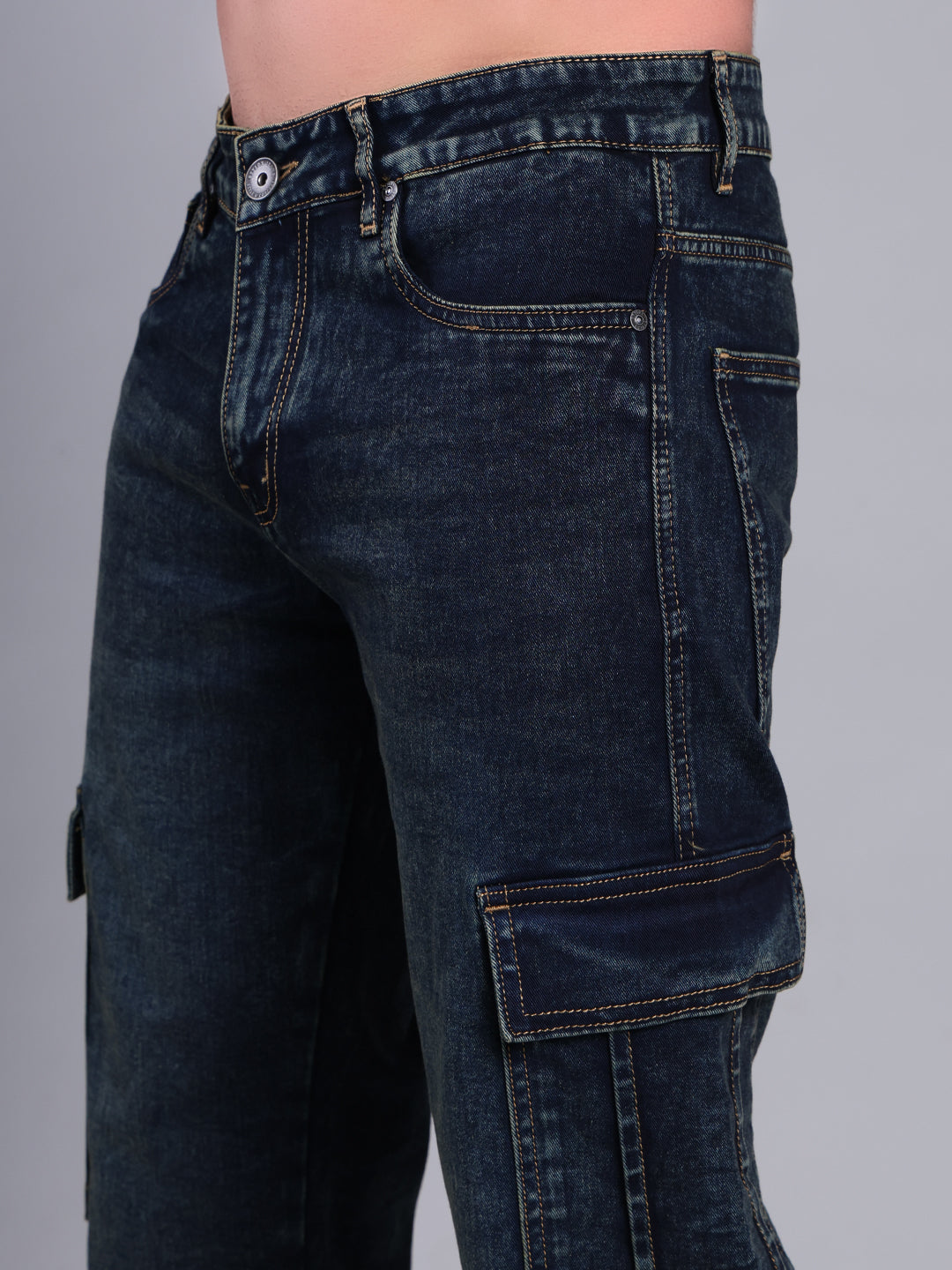 Stylox Men’s Cargo Jeans | Utility Denim with Multiple Pockets | Regular Fit Stretch Cargo Jeans for Men - Stylox