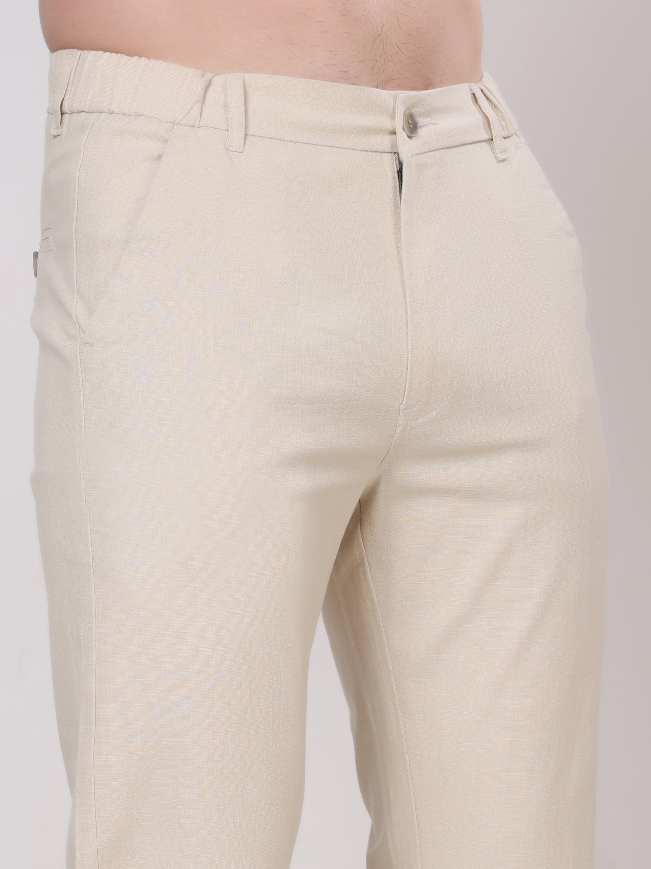 Stylox Men's Comfort Fit Non-Stretch Casual Trouser with Elastic Waist