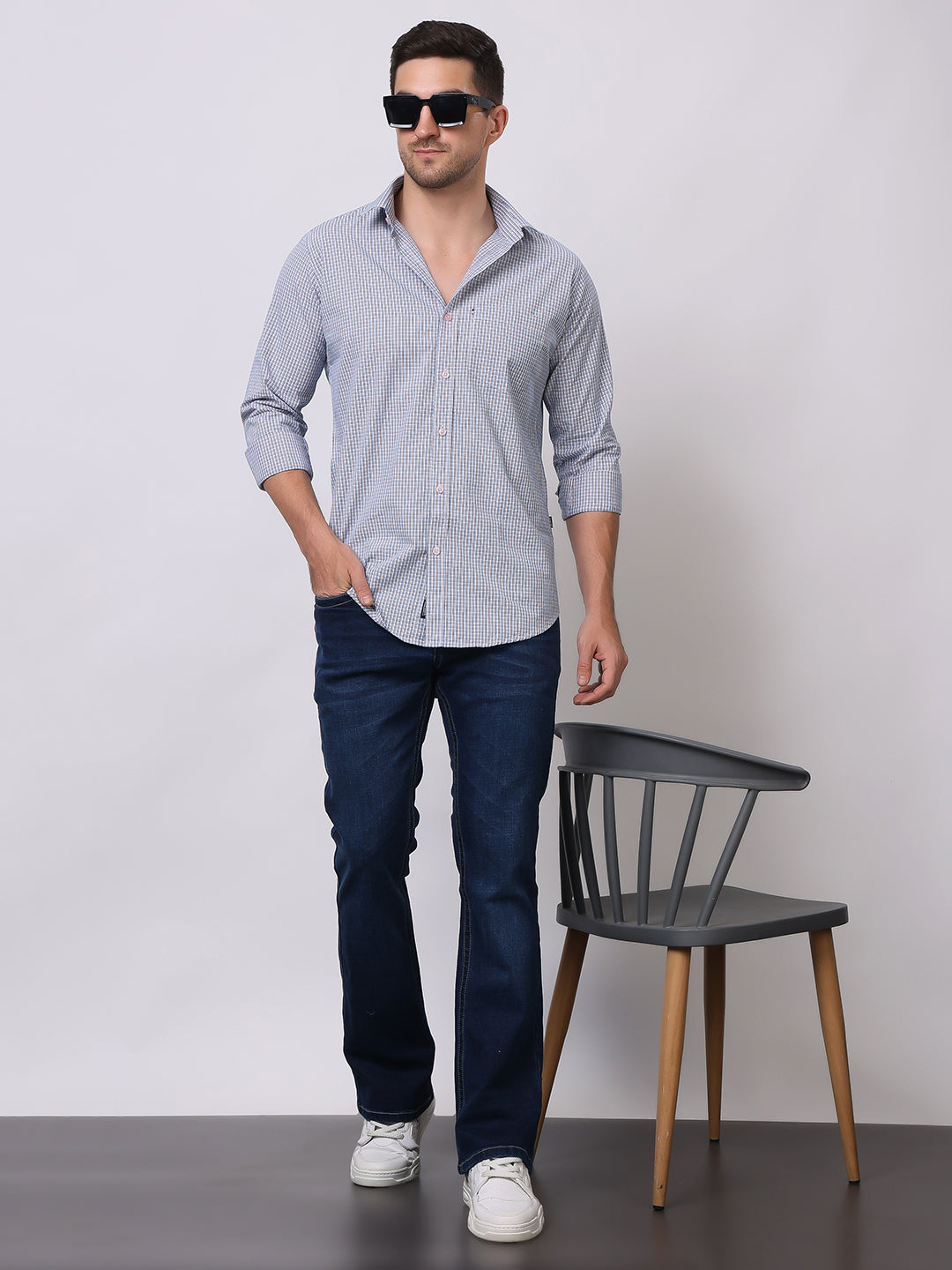 Stylox Men's Full Sleeve Check Casual Shirt – Premium Cotton Blend Regular Fit Checked Shirt for Trendy Everyday & Office Wear