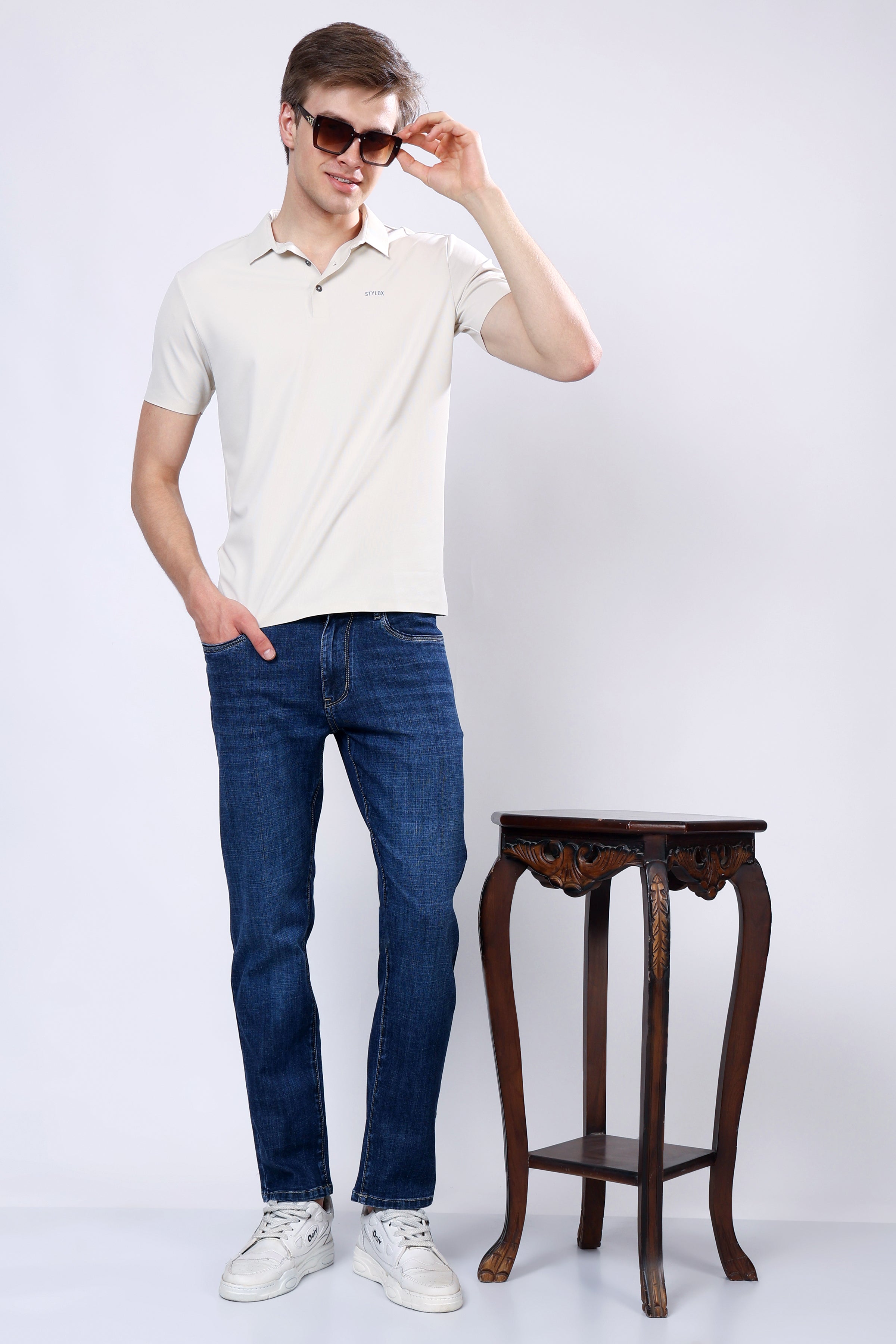 Stylox Men's Slim Fit Stretchable Jeans-Dark Blue - Stylox