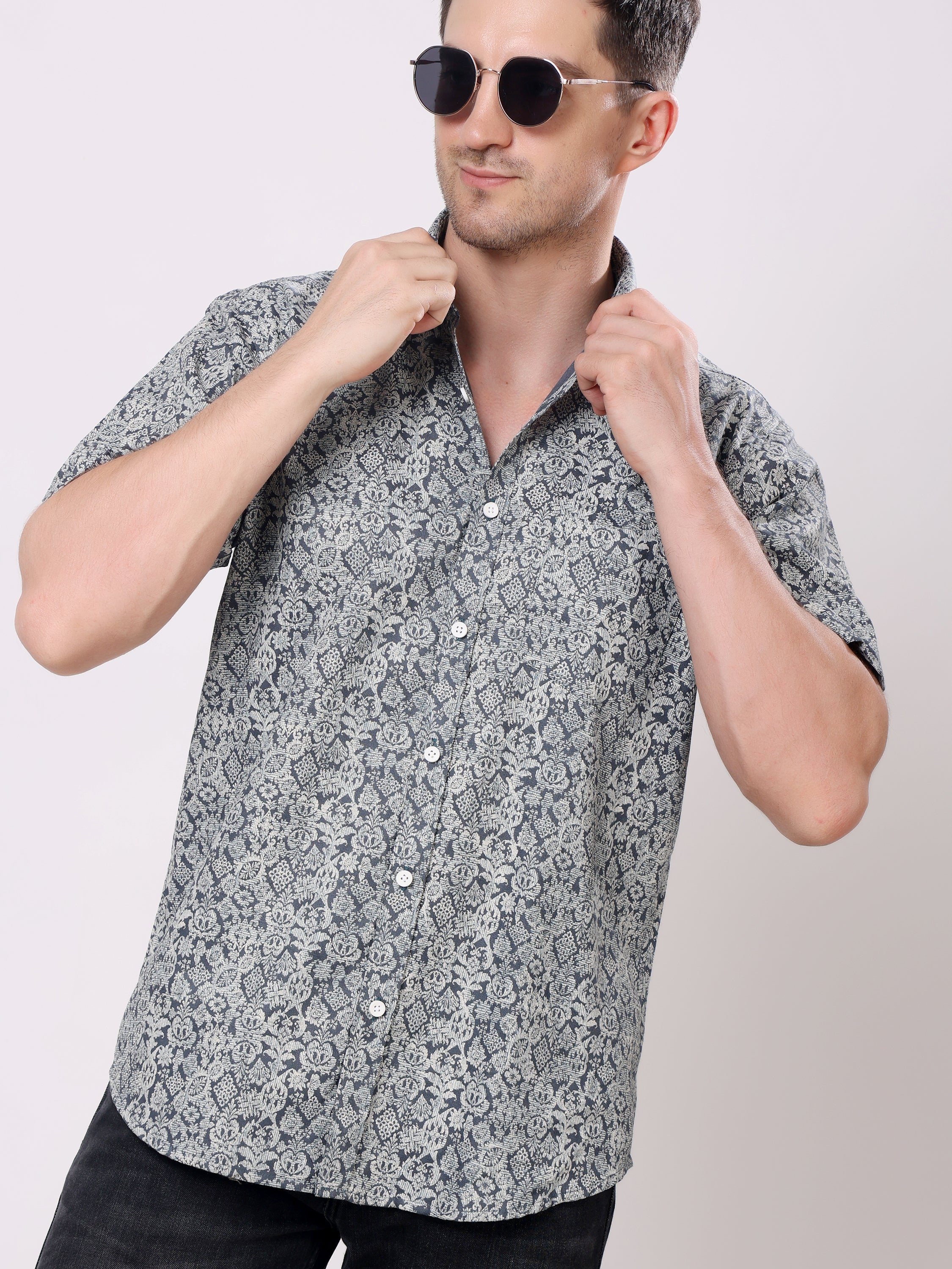 Stylox Men’s Regular Fit Half Sleeve Floral Printed Casual Stylish Summer Shirt - Stylox