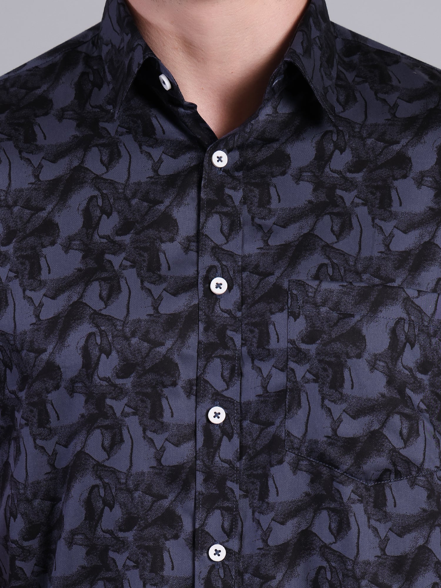 Stylox Men’s Regular Fit Abstract Printed Half Sleeve Casual Shirt-Blue - Stylox