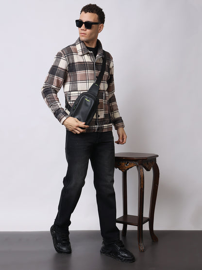 Stylox Men’s Checkered Winter Shacket – Premium Fleece-Lined Button-Down Plaid Jacket for Casual &amp; Outdoor Wear