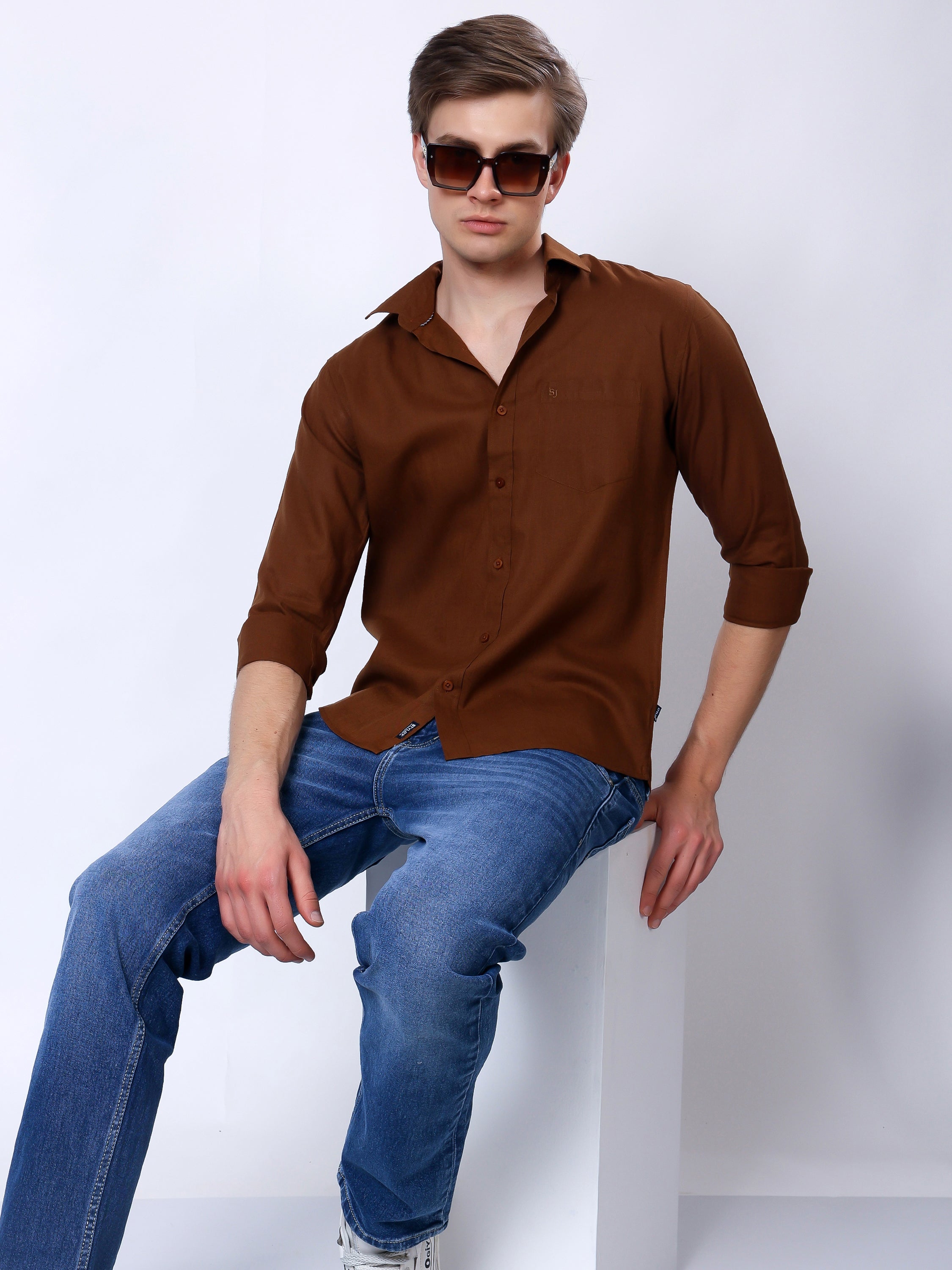 Stylox Men’s Regular Fit Full Sleeve Solid Casual Shirt - Stylox
