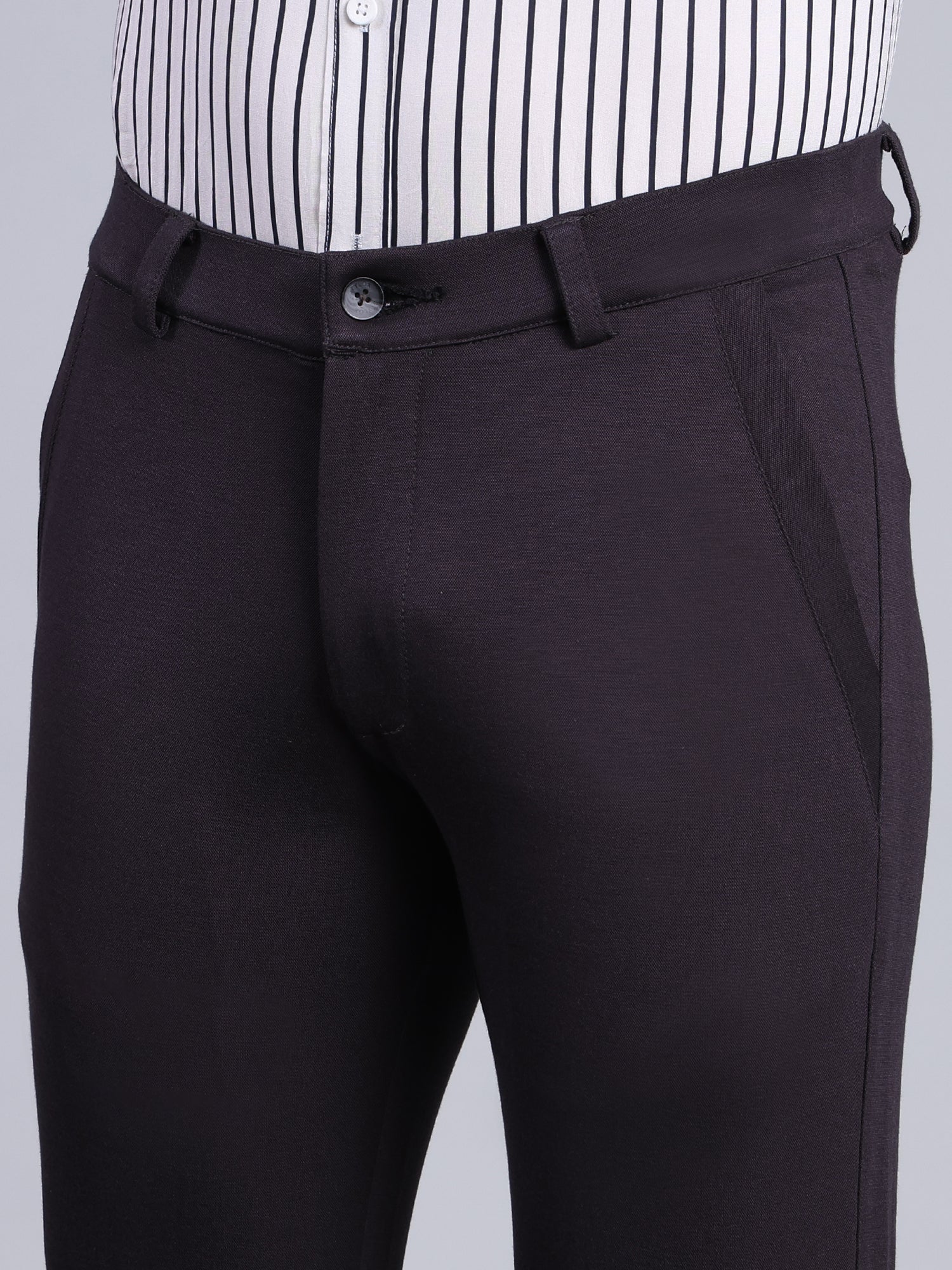 Stylox Men’s Slim Fit Stretchable Formal Trousers-Black - Stylox