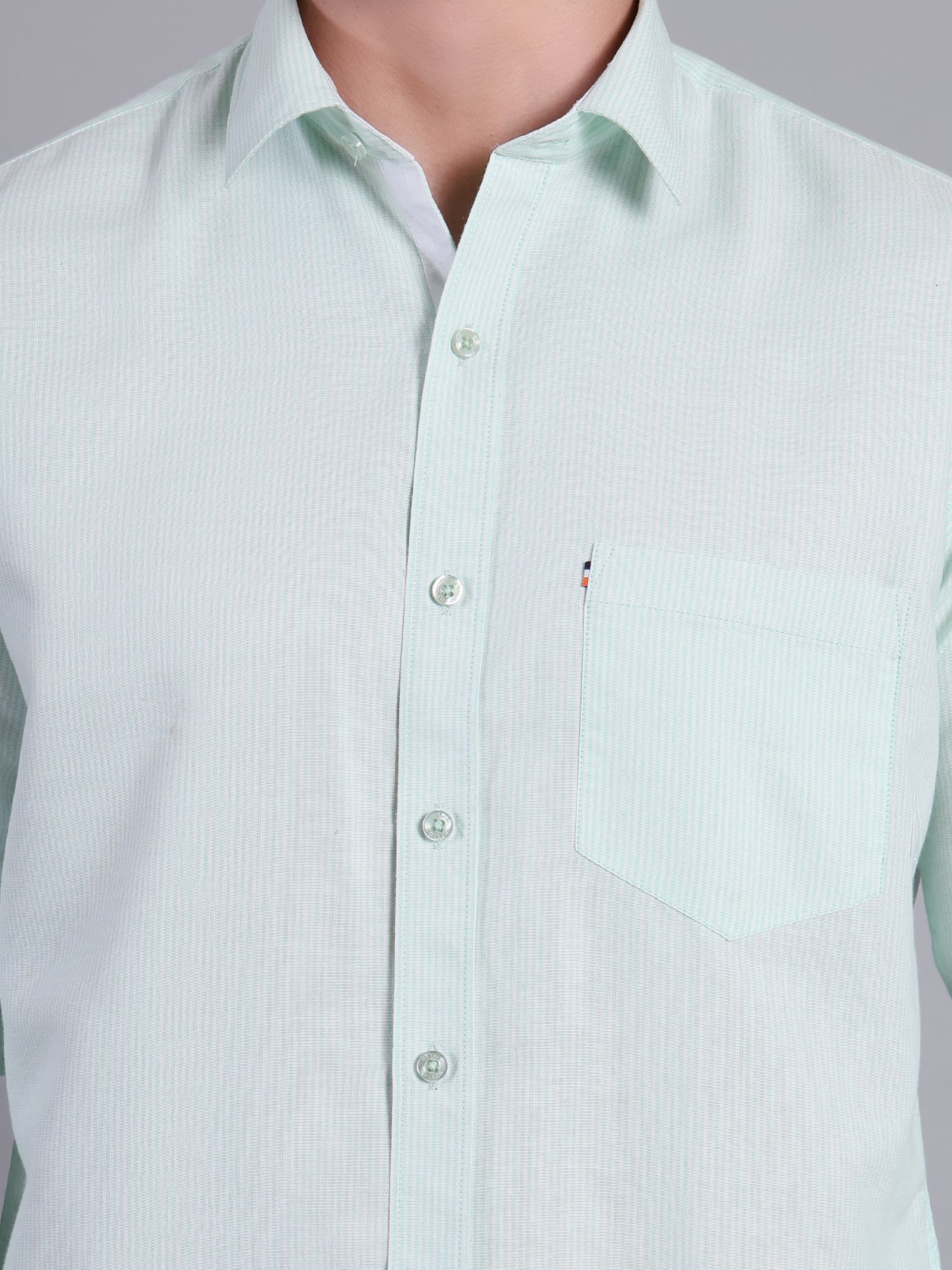 Stylox Men’s Green Striped Casual Shirt | Regular Fit Cotton Shirt for Men - Green - Stylox