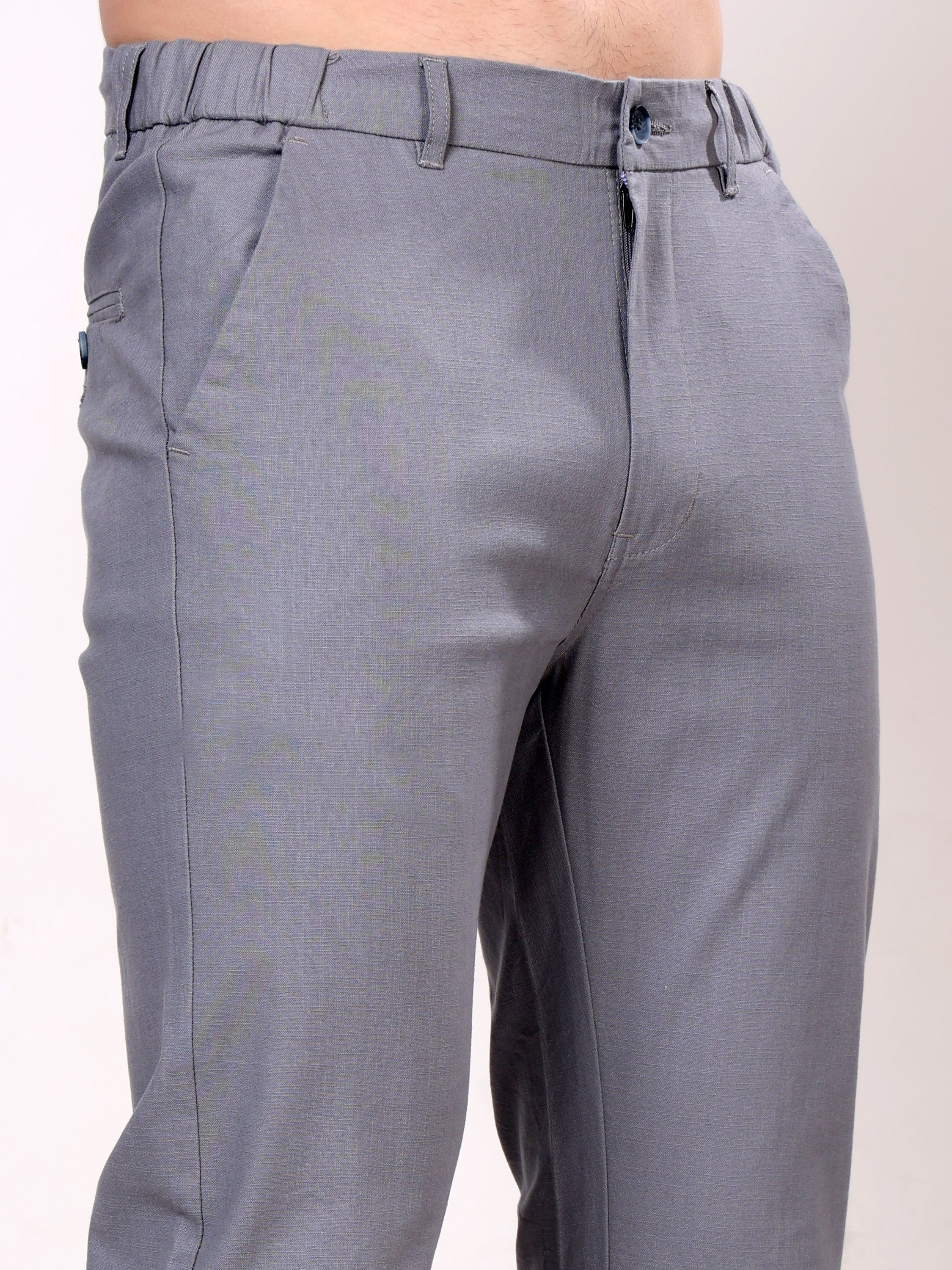 Stylox Men's Comfort Fit Non-Stretch Casual Trouser with Elastic Waist
