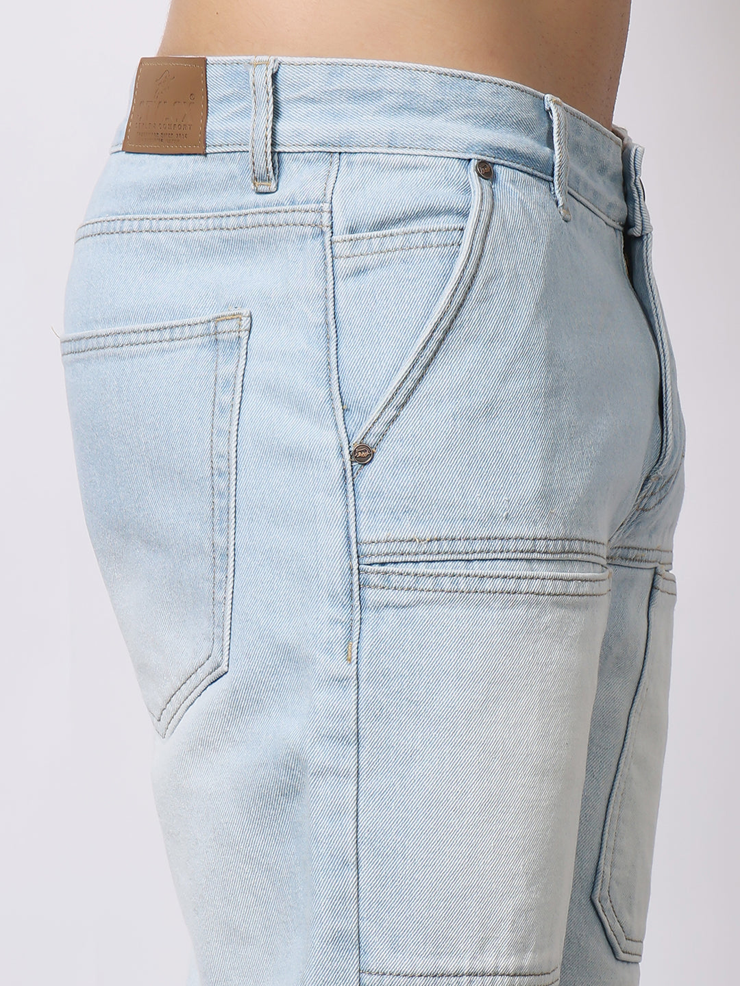 Stylox Men’s Relaxed Fit Heavy Washed Denim Jeans with Front Utility Pockets | Comfort Casual Jeans for Everyday Wear - Stylox