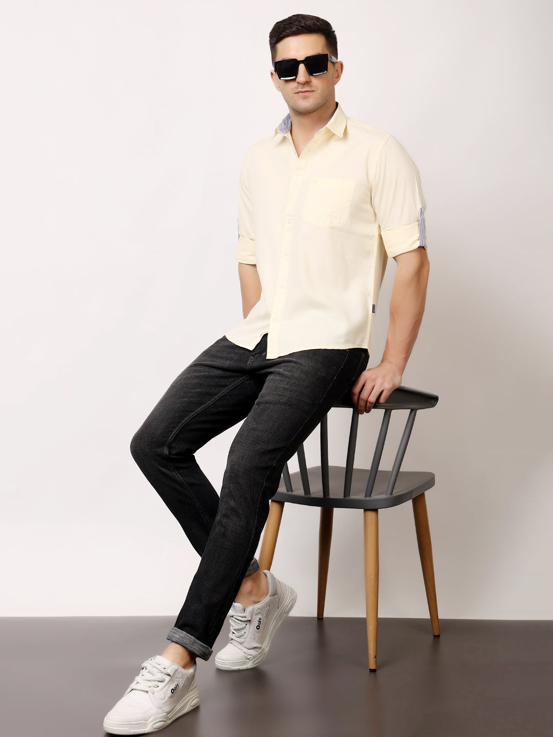 Stylox Men’s Regular Fit Oxford Full Sleeve Solid Shirt | Premium Cotton Blend Casual & Formal Wear - Stylox