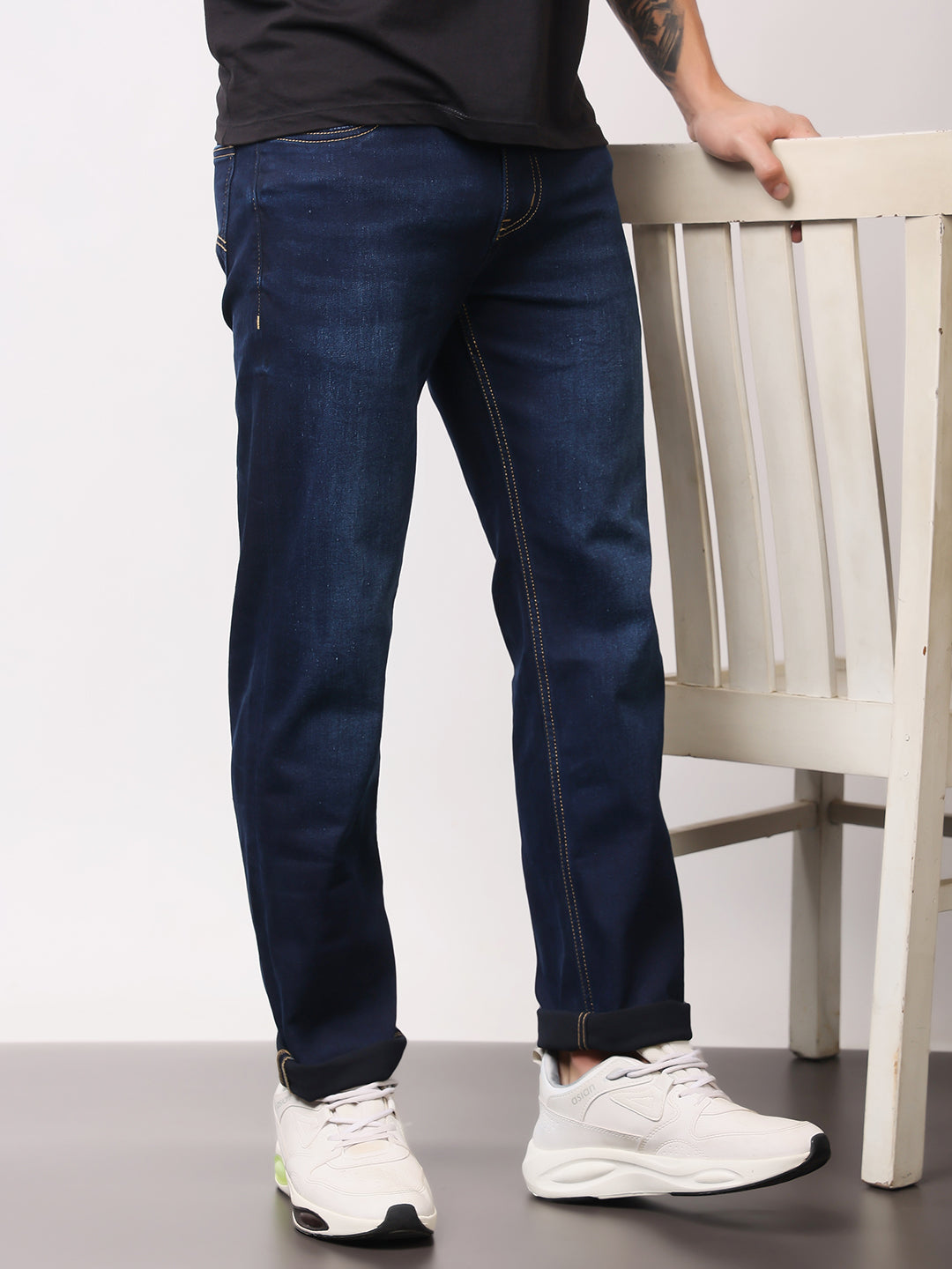 Stylox Men’s Comfort Fit Mid Rise Premium Stretchable Solid Jeans - Stylox