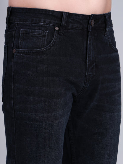 Stylox Men’s Mid-Rise Straight Fit Classic Washed Denim Jeans-Dark Grey - Stylox