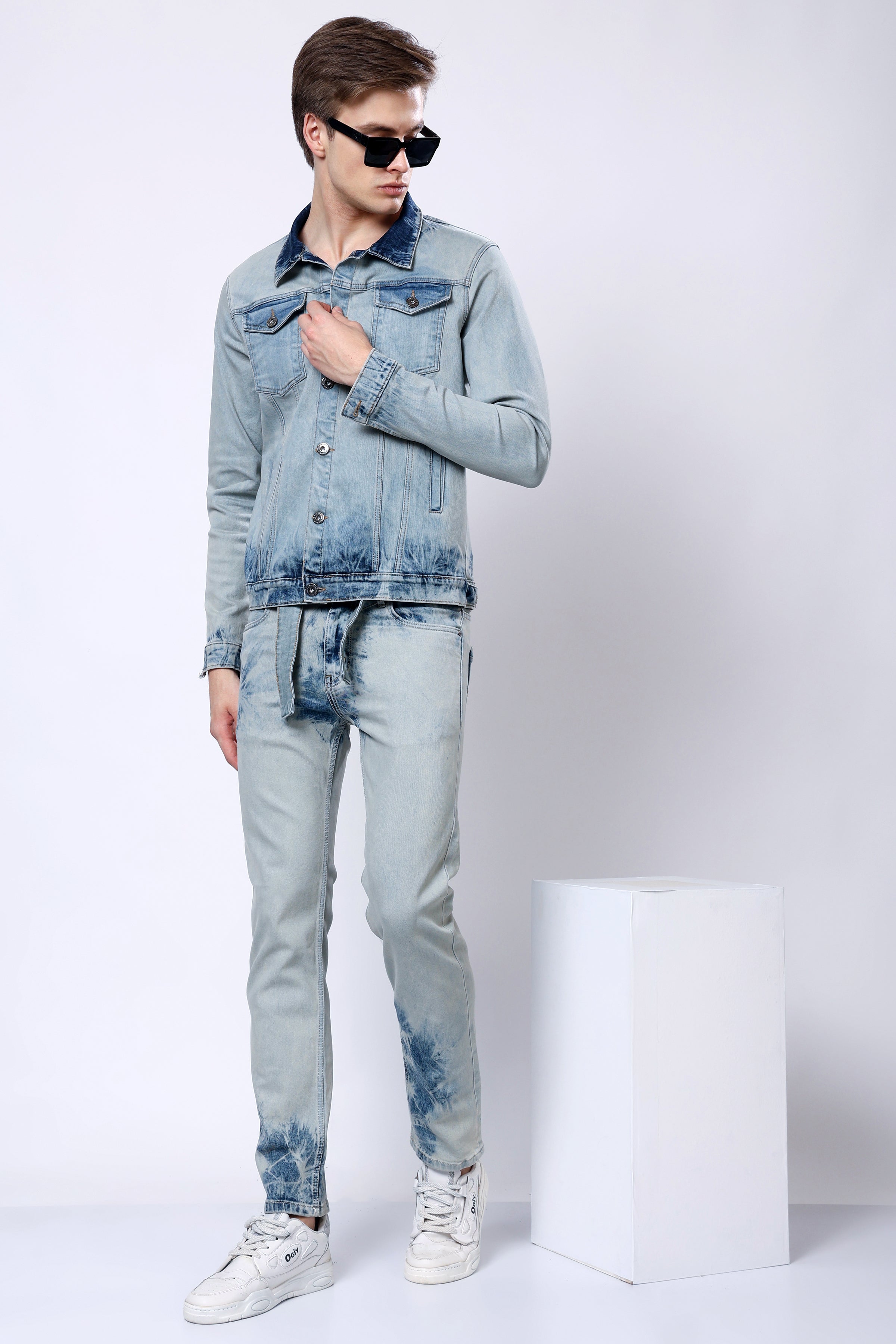 Stylox Men’s Regular Fit Washed Denim Jacket |  Button-Down Casual Denim Trucker Jacket - Stylox