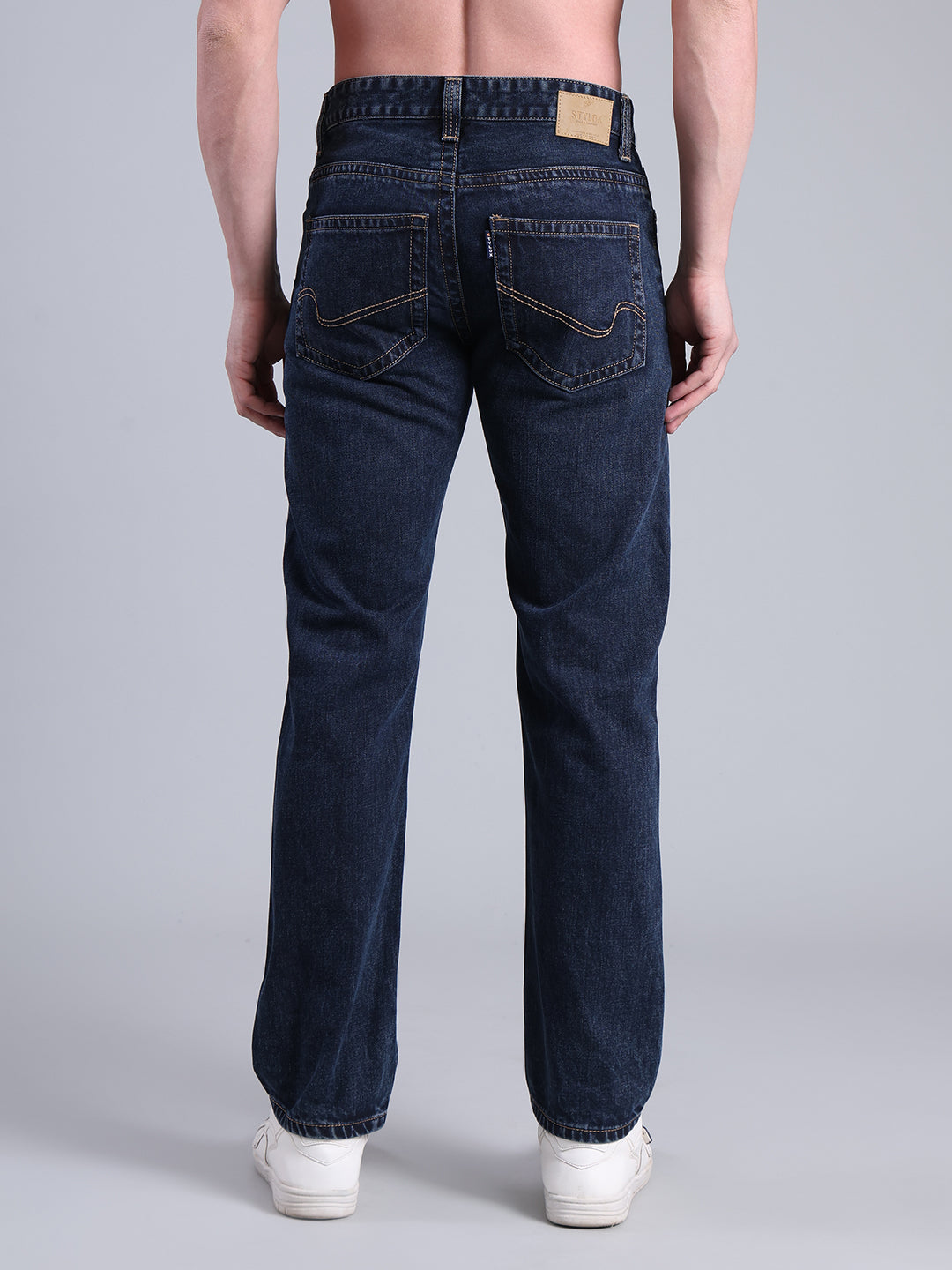 Stylox Men’s Comfort Fit Mid Rise Premium Denim Jeans (Dusty Blue) - Stylox
