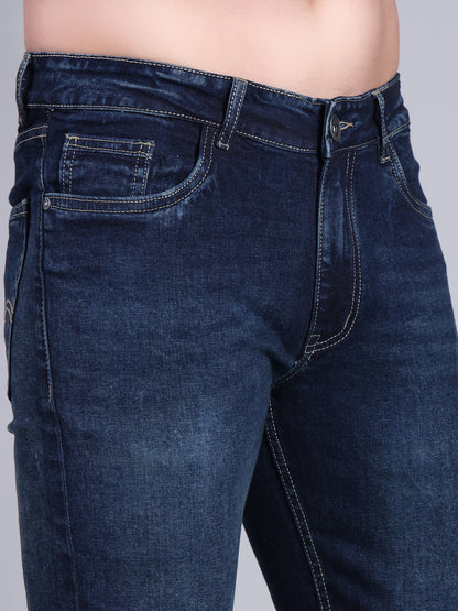 Stylox Men’s Slim Fit Stretchable Washed Denim Jeans-Greenish Blue - Stylox
