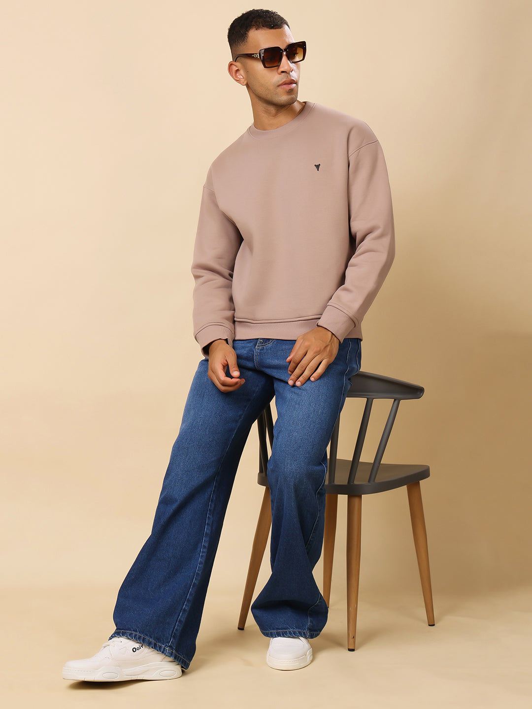 Stylox Men’s Round Neck Full Sleeve Solid Sweatshirt – Minimal Style, Maximum Comfort (Mauve) - Stylox