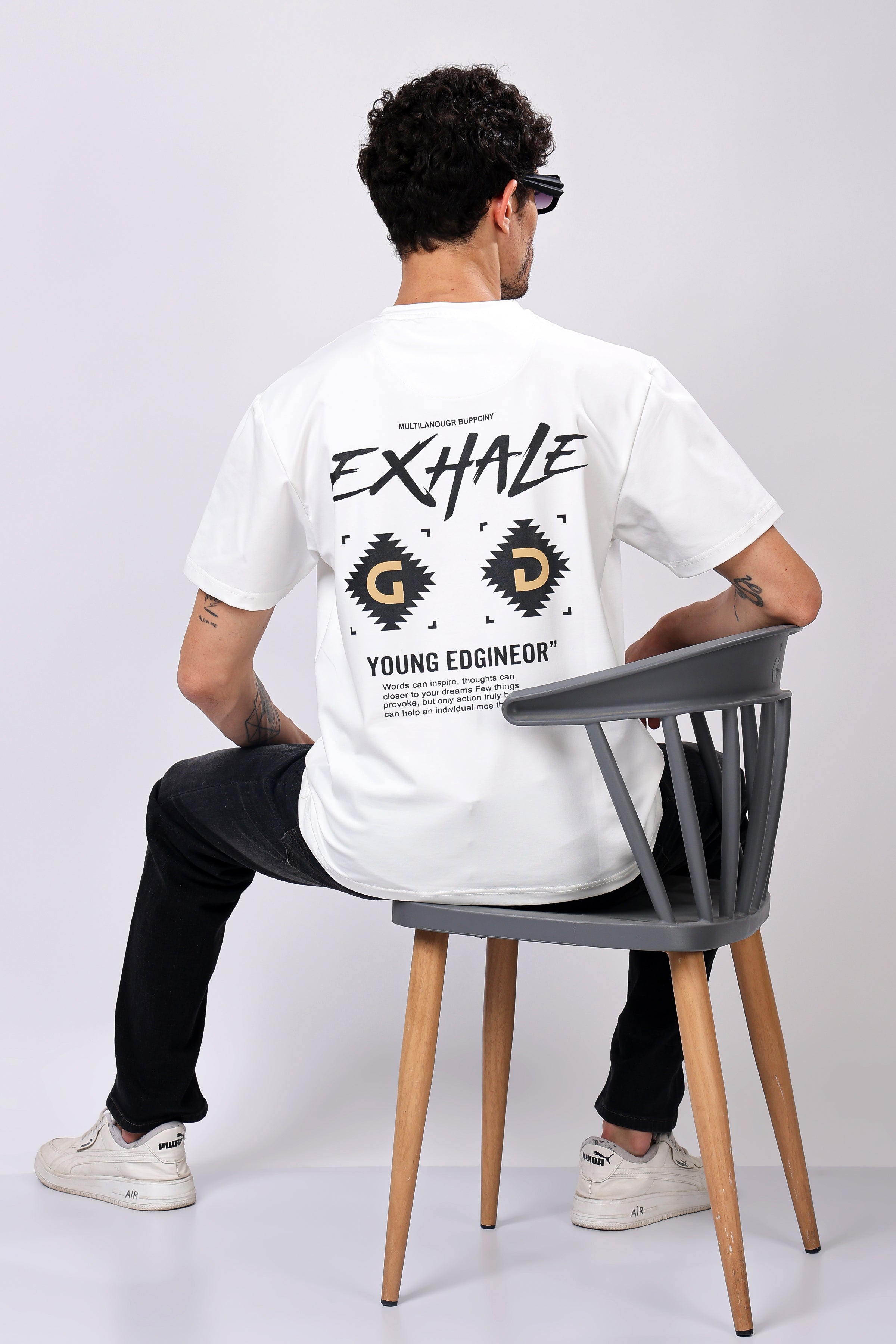 Stylox Men’s Oversized Round Neck Half Sleeve Back Printed T-Shirt | Premium Cotton Loose Fit Graphic Tee for Streetwear - Stylox