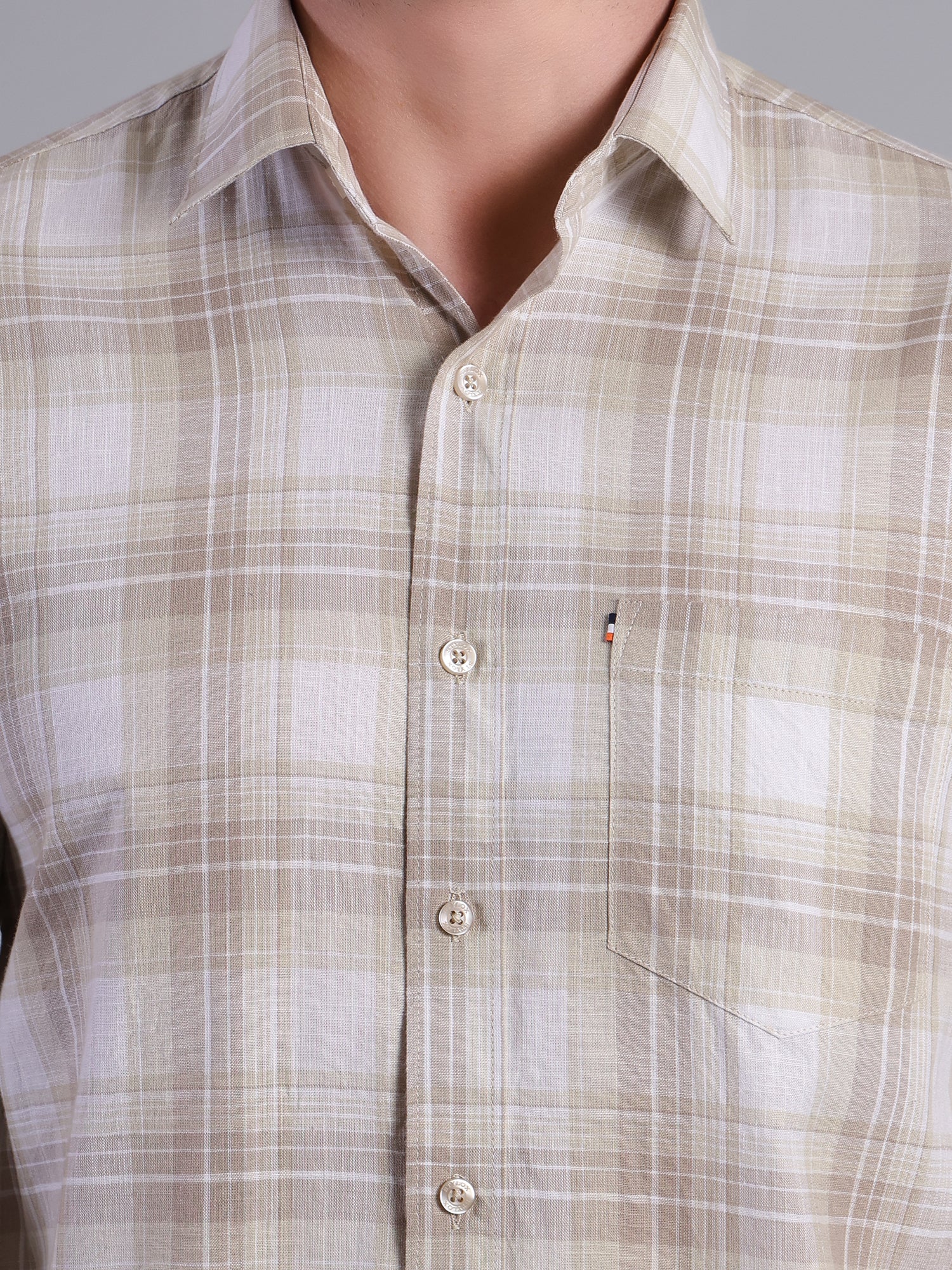 Stylox Men’s Regular Fit Checked Full Sleeve Casual Shirt-Sand - Stylox
