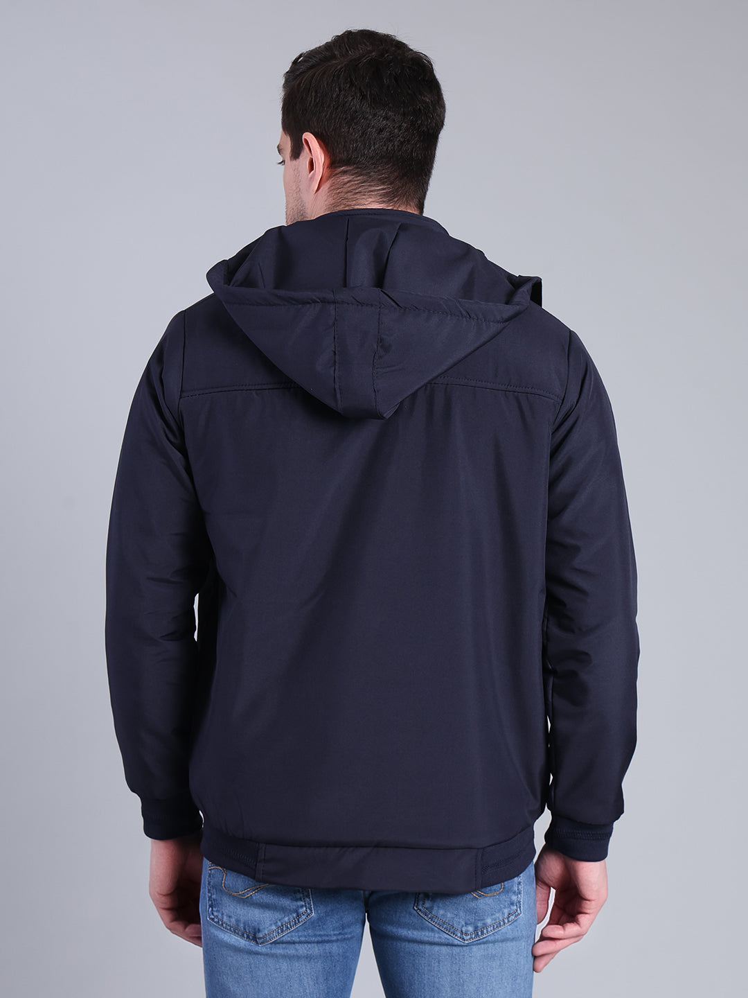 Stylox Men’s Solid Hooded Winter Jacket | Full Sleeve Zip-Up Casual Jacket with Pockets - Stylox