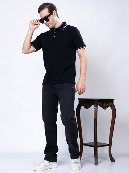 Stylox Men’s Mid-Rise Comfort Fit Stretchable Dark Grey Denim Jeans - Stylox