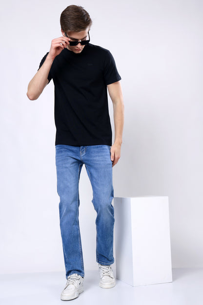 Stylox Men’s Mid-Rise Comfort Fit Stretchable Dark Blue Denim Jeans - Stylox