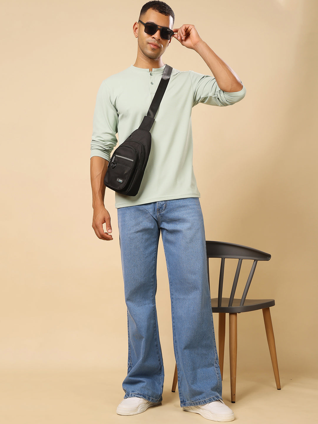 Stylox Men’s Henley Neck Full Sleeve Solid T-Shirt – Casual & Stylish Everyday Wear - Stylox