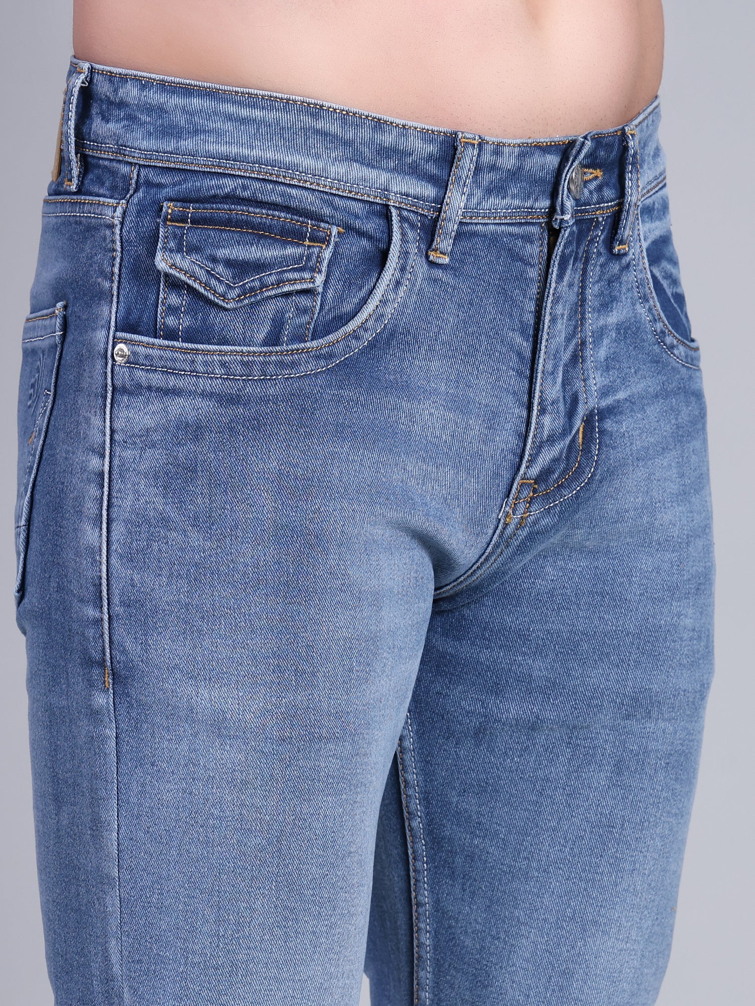 Stylox Men’s Bootcut Fit Non-Stretch Rigid Denim Jeans-Light Blue - Stylox