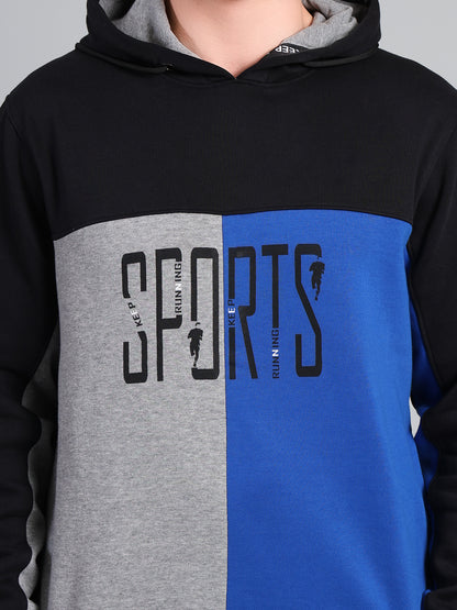 Stylox Men’s Winter Colorblock Printed Hoodie | Pullover Hooded Sweatshirt with Side Pocket | Warm Casual Wear