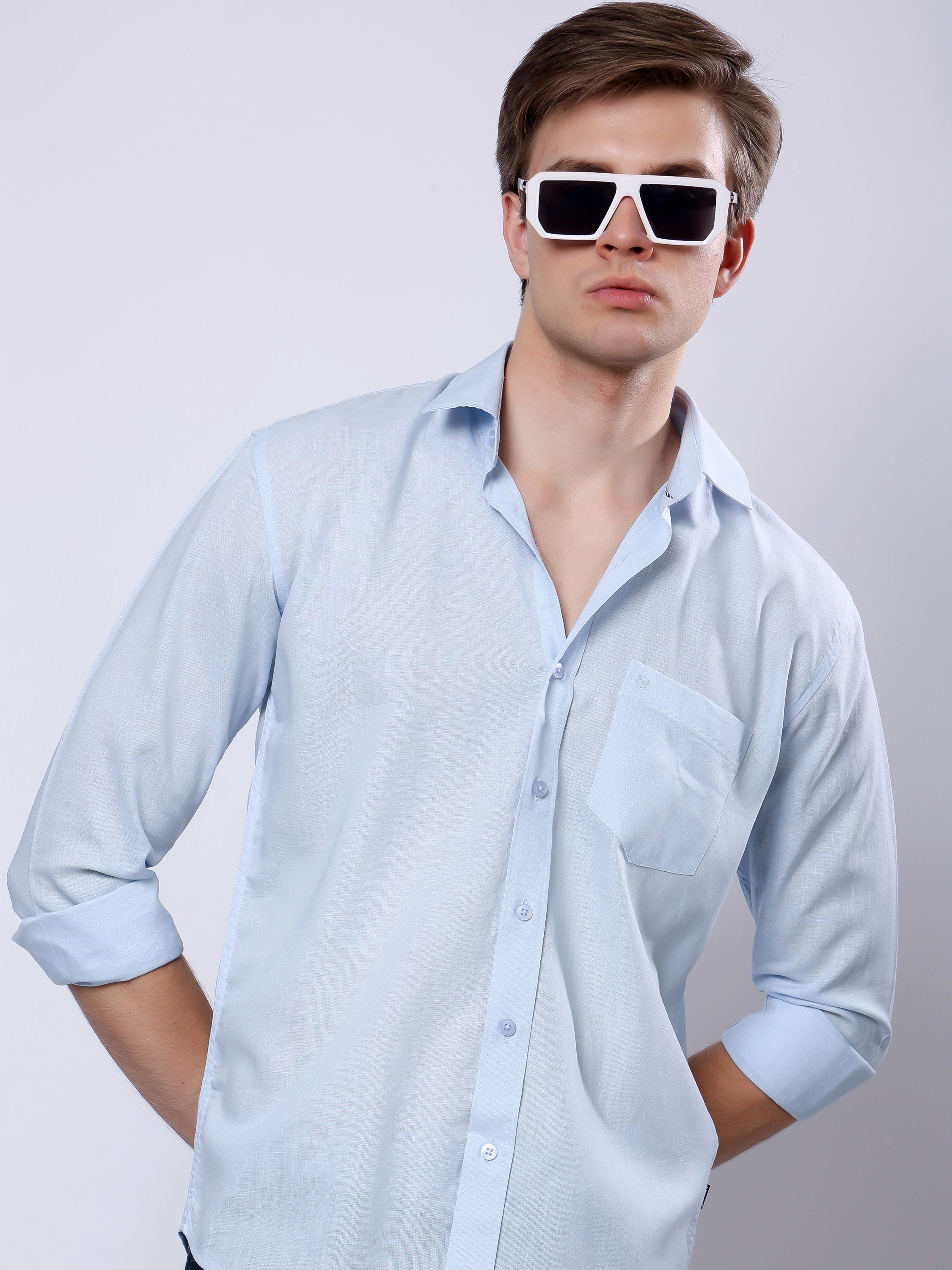 Stylox Men’s Regular Fit Full Sleeve Solid Casual Shirt - Stylox
