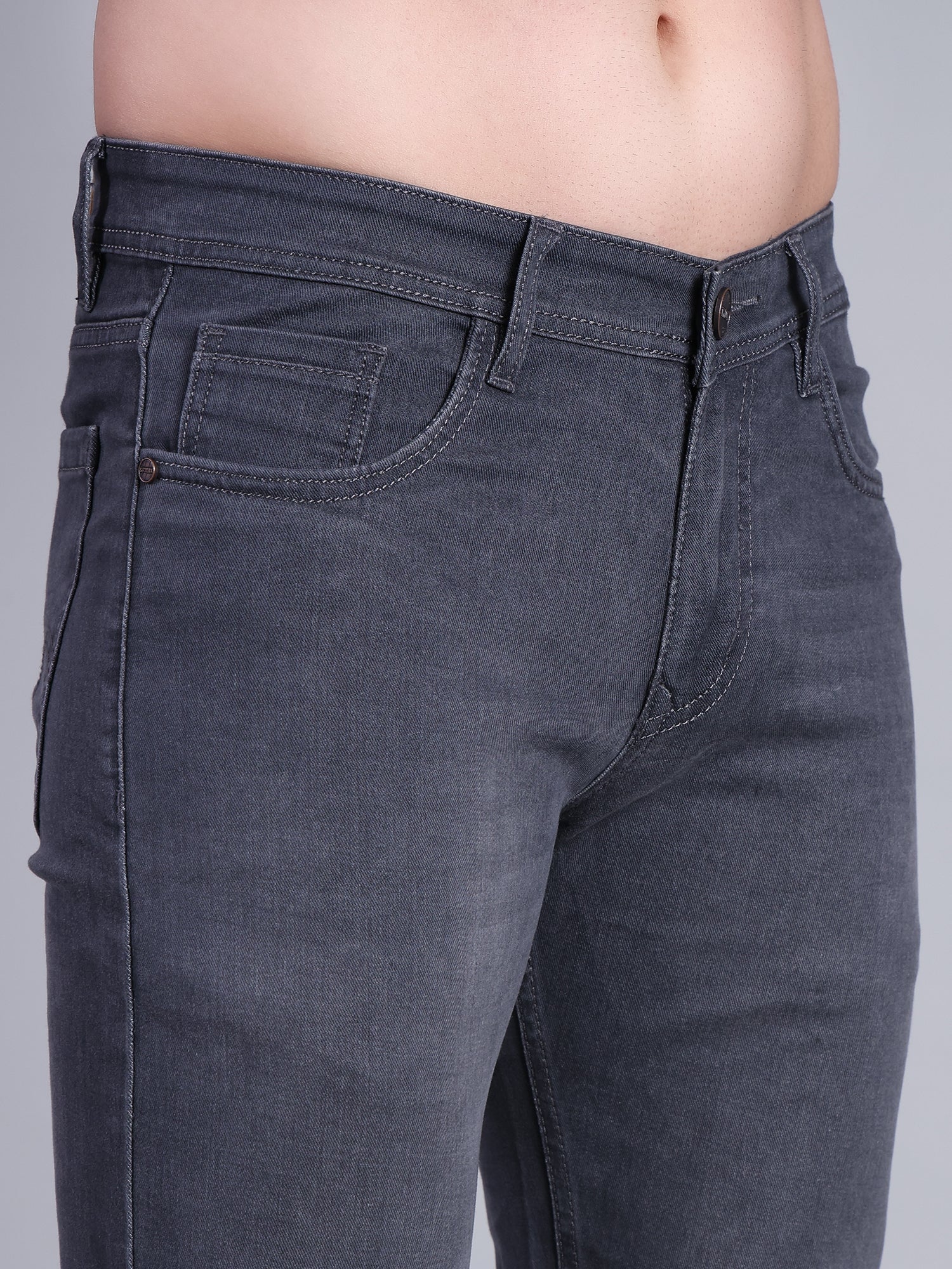 Stylox Men’s Mid-Rise Comfort Fit Stylish Washed Denim Jeans-Dark Grey - Stylox