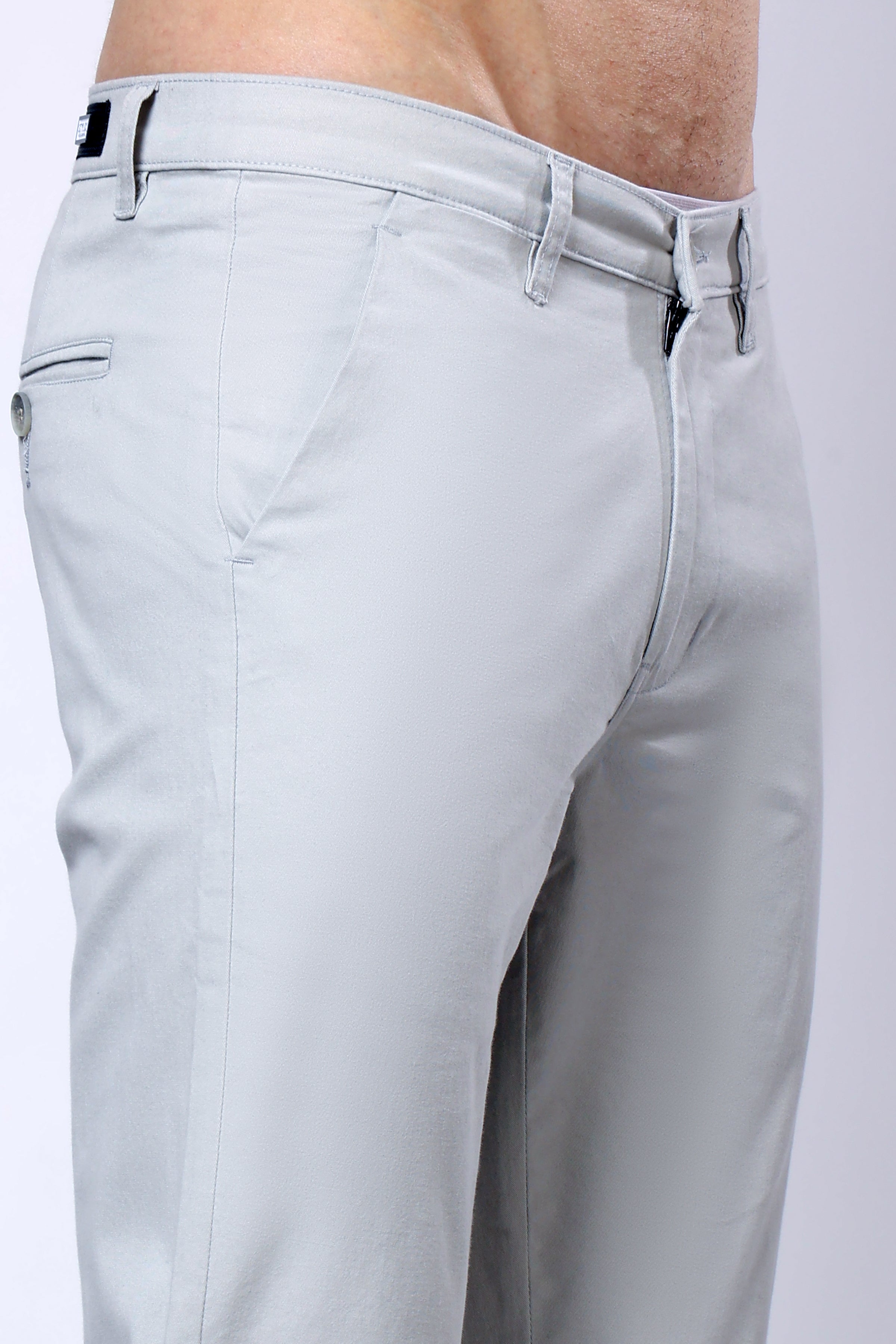 Stylox Men’s Straight Fit Casual Trousers with Comfort-Light Grey - Stylox