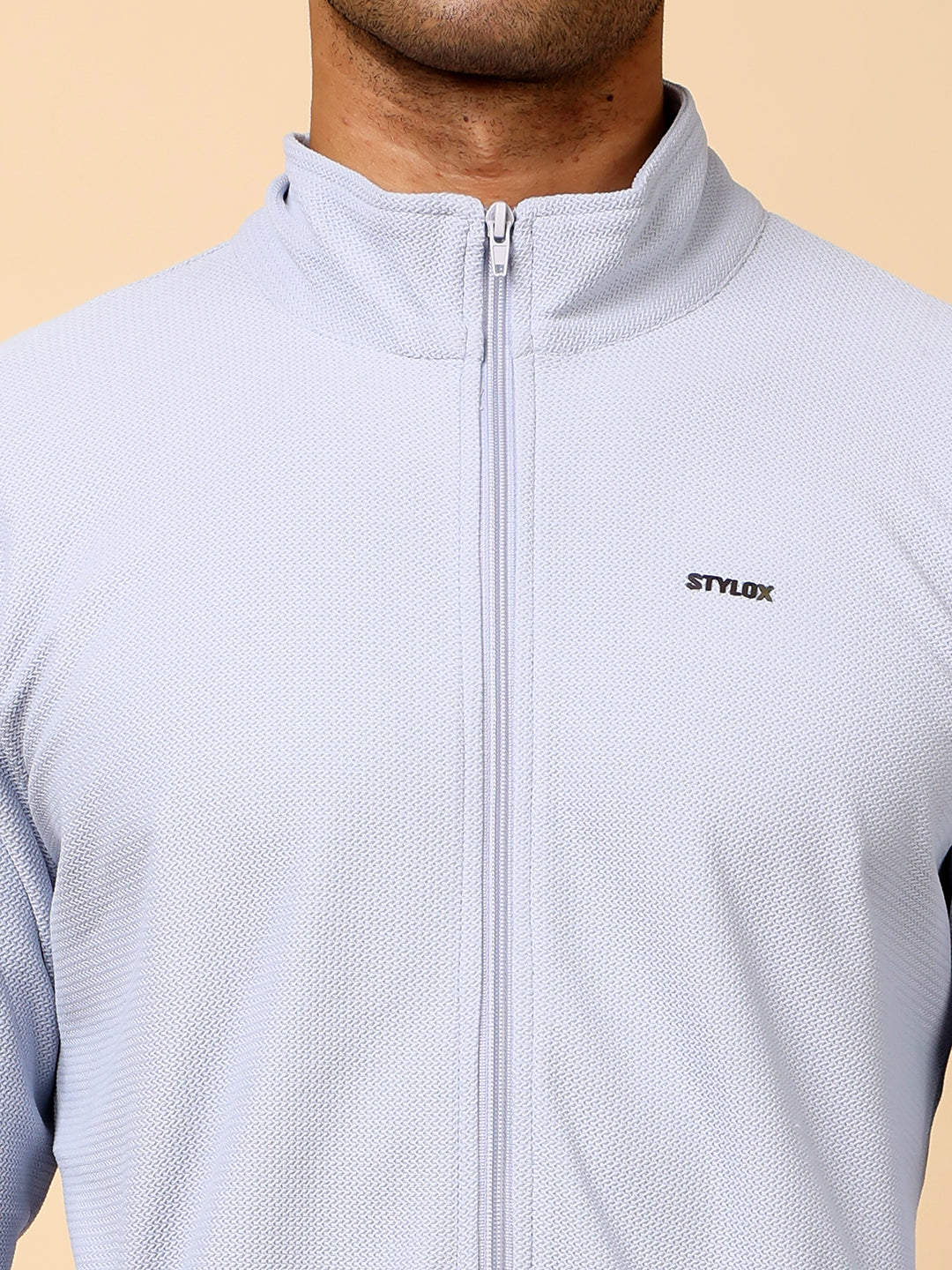 Stylox Men’s Solid Tracksuit – Stylish Full Set for Sports, Gym & Casual Wear (Light Blue) - Stylox