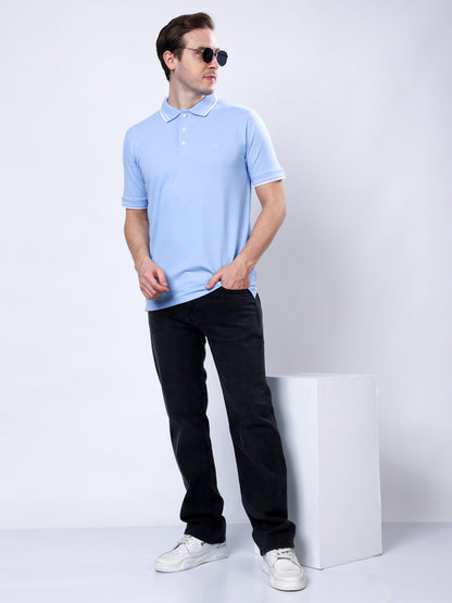Stylox Men’s Solid Polo T-Shirt with Contrast-Tipped Collar - Stylox