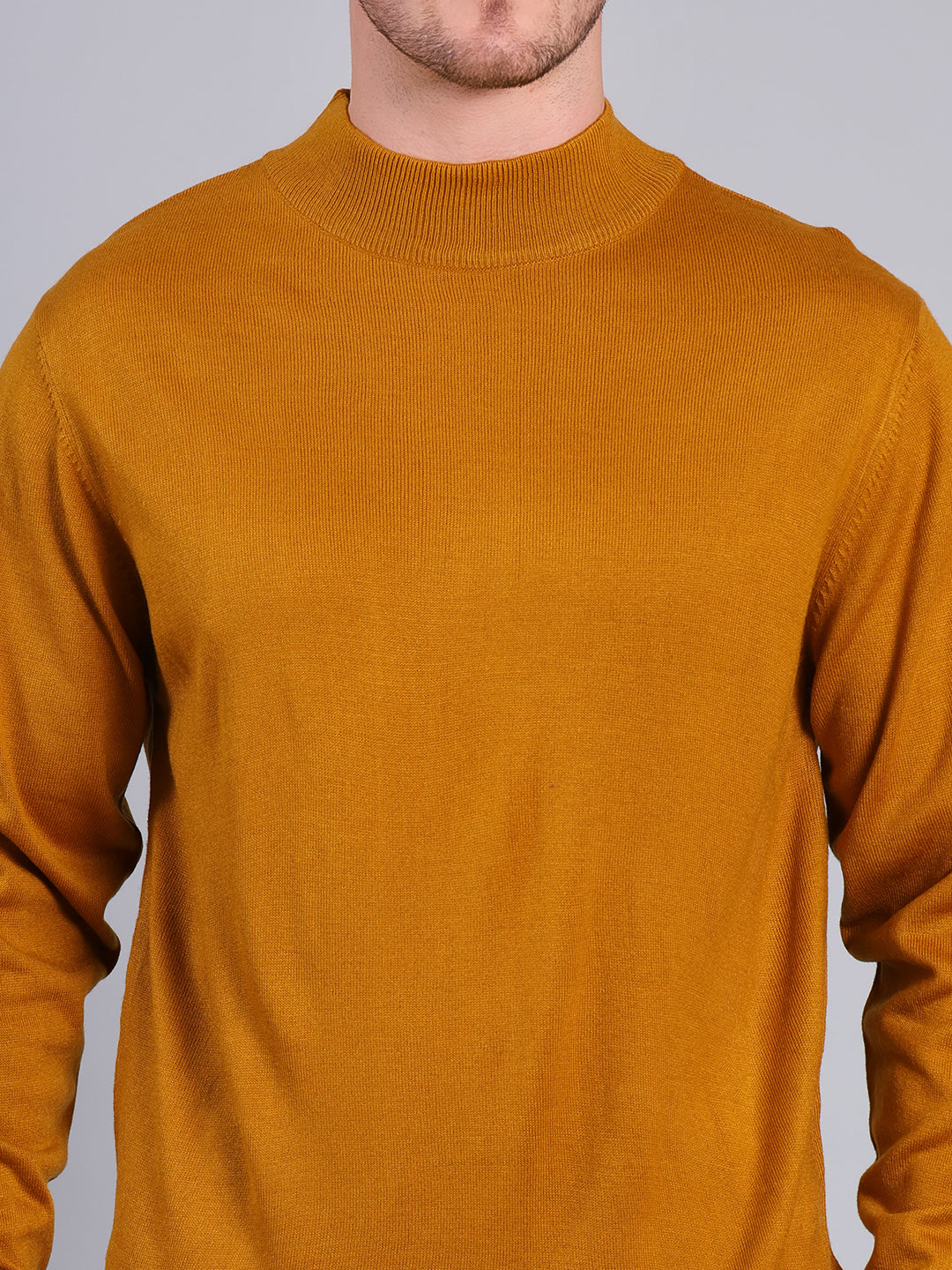 Stylox Men’s Solid Winter Sweater | Soft Knit Full Sleeve Pullover | Classic Casual Wear (Mustard) - Stylox