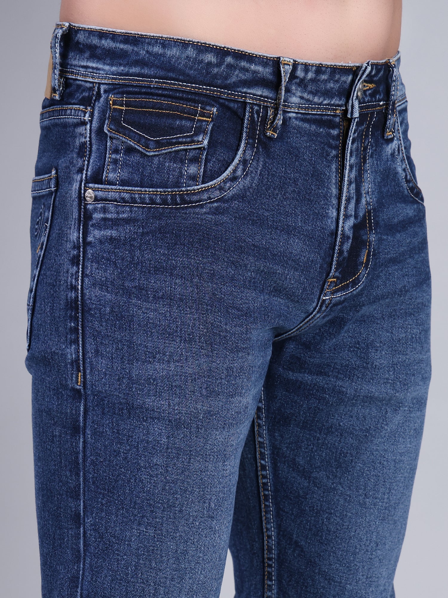 Stylox Men’s Bootcut Fit Non-Stretch Rigid Denim Jeans-Dark Blue - Stylox