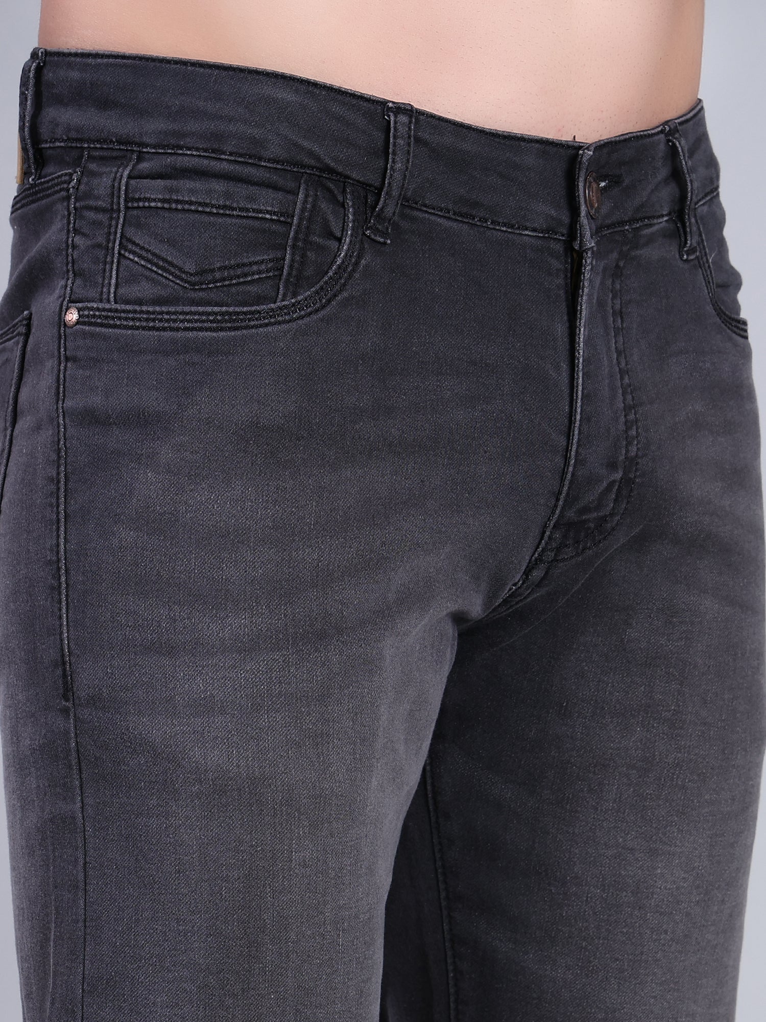 Stylox Men’s Slim Fit Mid Rise Stretchable Denim Jeans-Mid Grey - Stylox