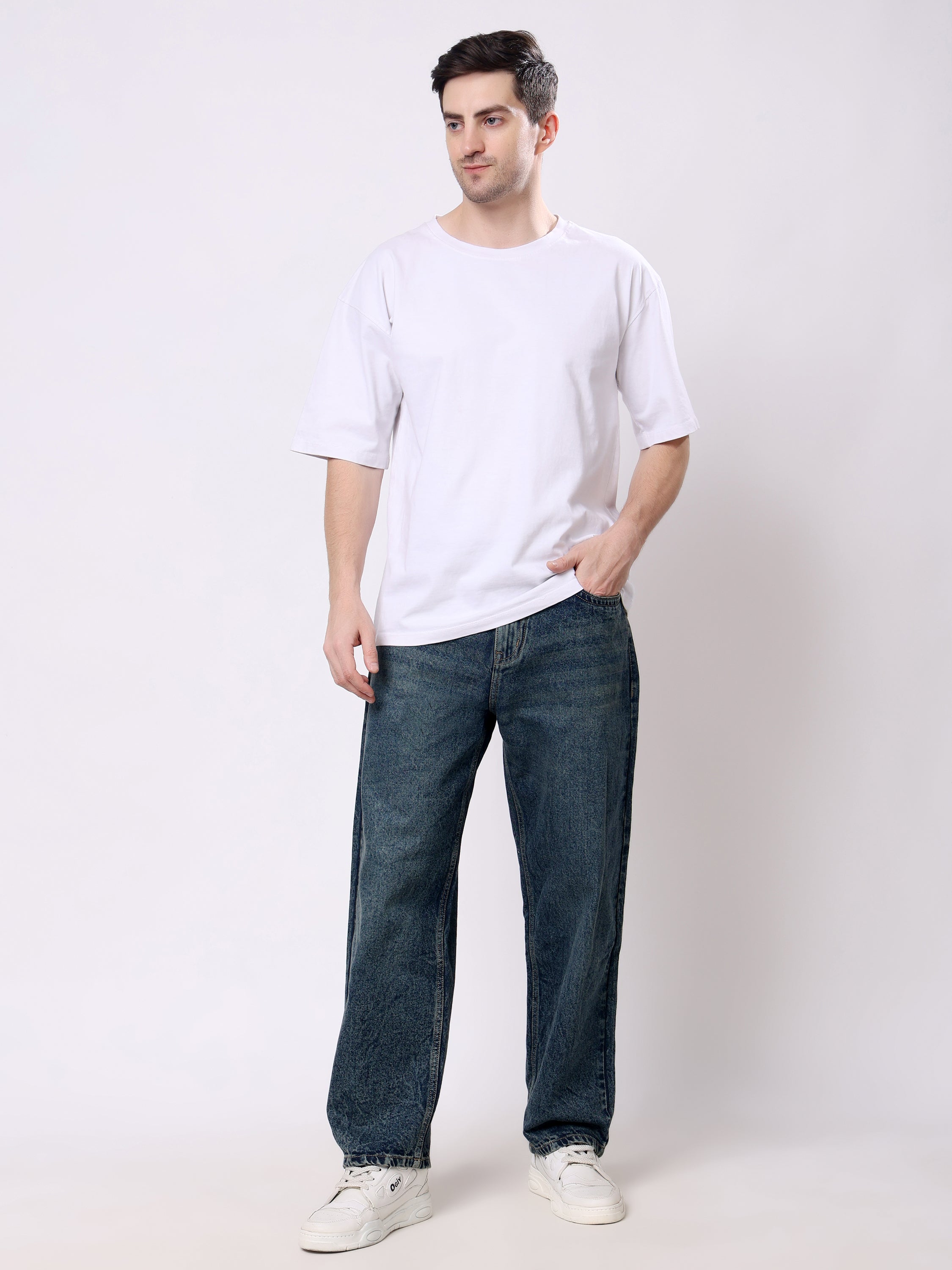 Stylox Men’s Loose Fit Non-Stretch Wide Leg Casual Denim Jeans - Stylox