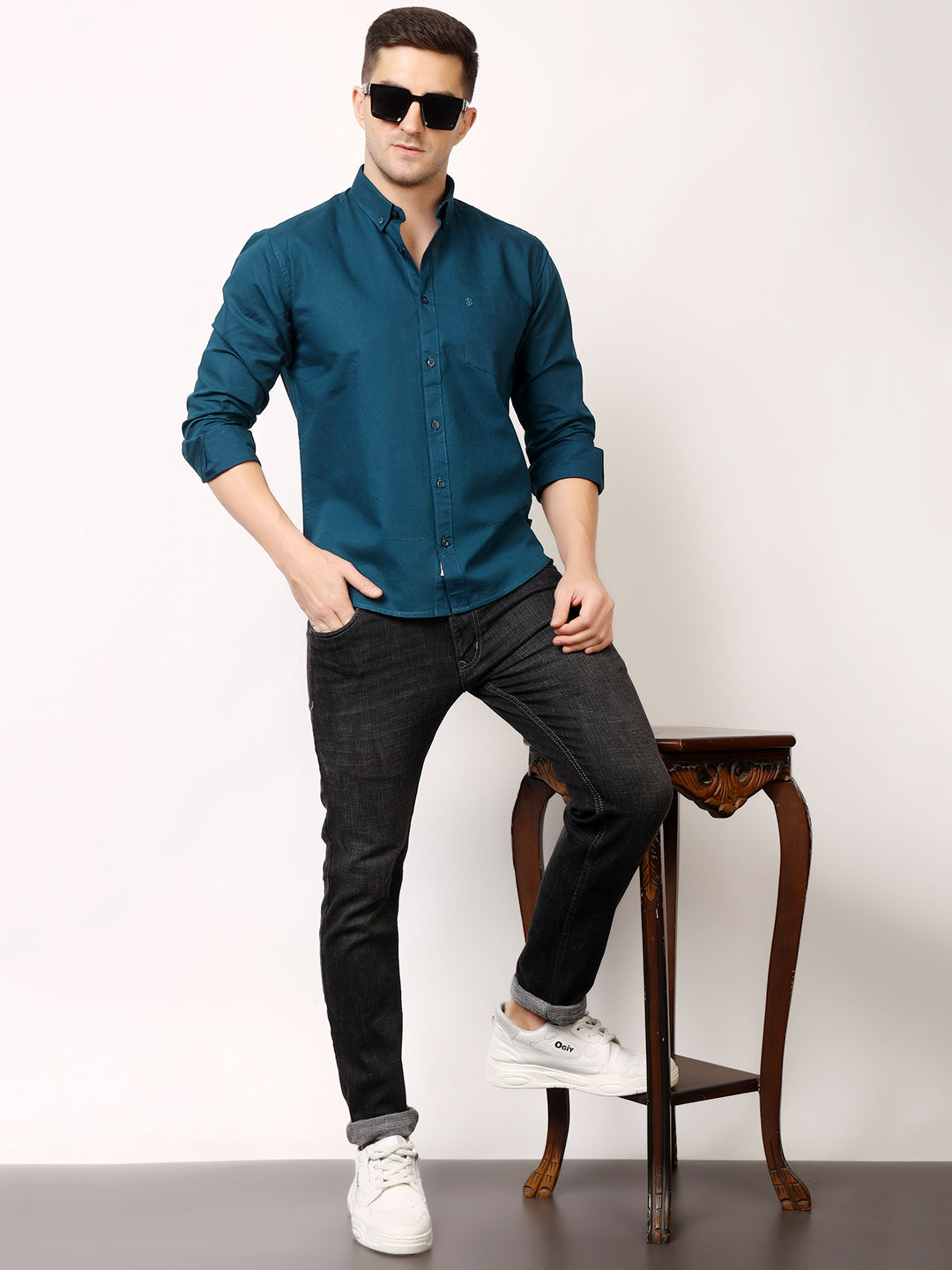 Stylox Men’s Premium Oxford Full Sleeve Solid Shirt | Casual & Formal Wear | Soft Cotton Blend
