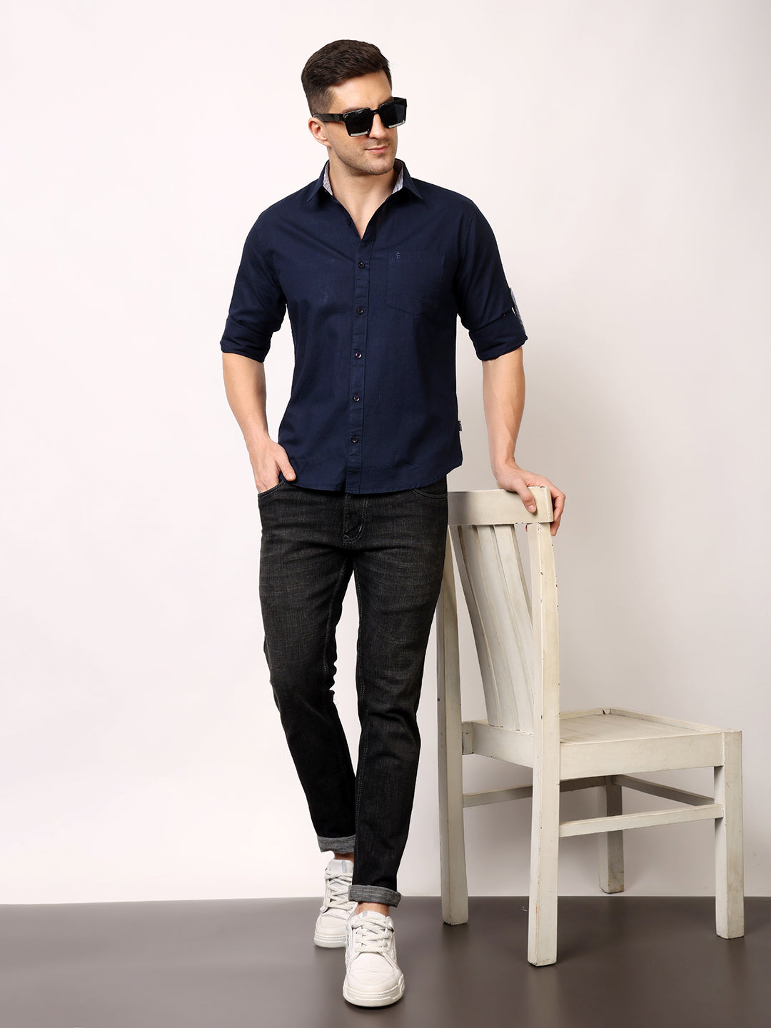 Stylox Men’s Regular Fit Oxford Full Sleeve Solid Shirt | Premium Cotton Blend Casual & Formal Wear - Stylox