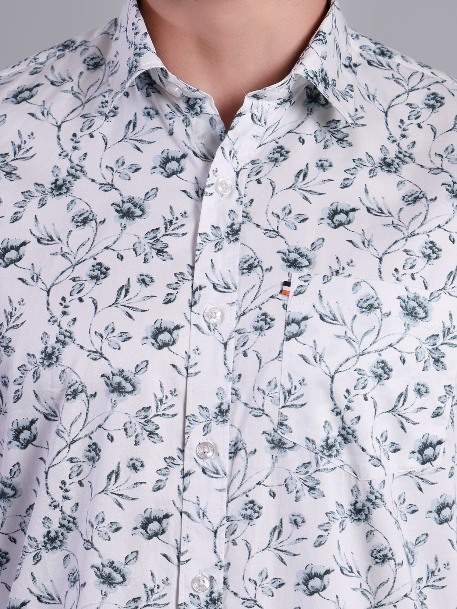Stylox Men’s Regular Fit Full Sleeve Botanical Print Casual Cotton Shirt-White - Stylox