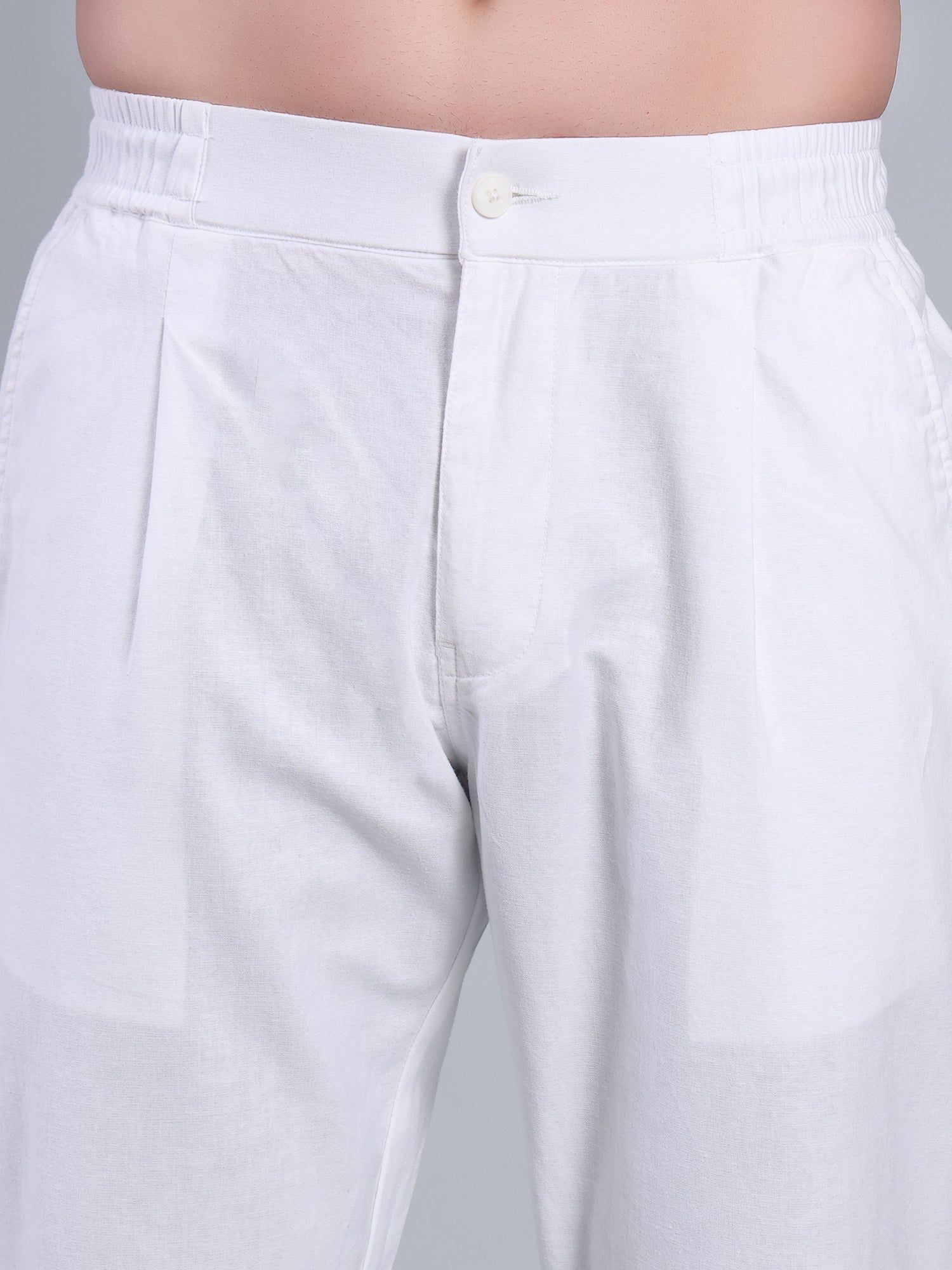 Stylox Men’s Cotton Linen Blend Trousers | Regular Fit Pleated Pants