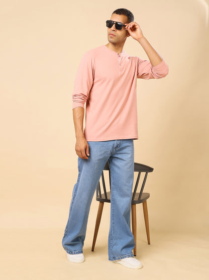 Stylox Men’s Henley Neck Full Sleeve Solid T-Shirt – Casual &amp; Stylish Everyday Wear