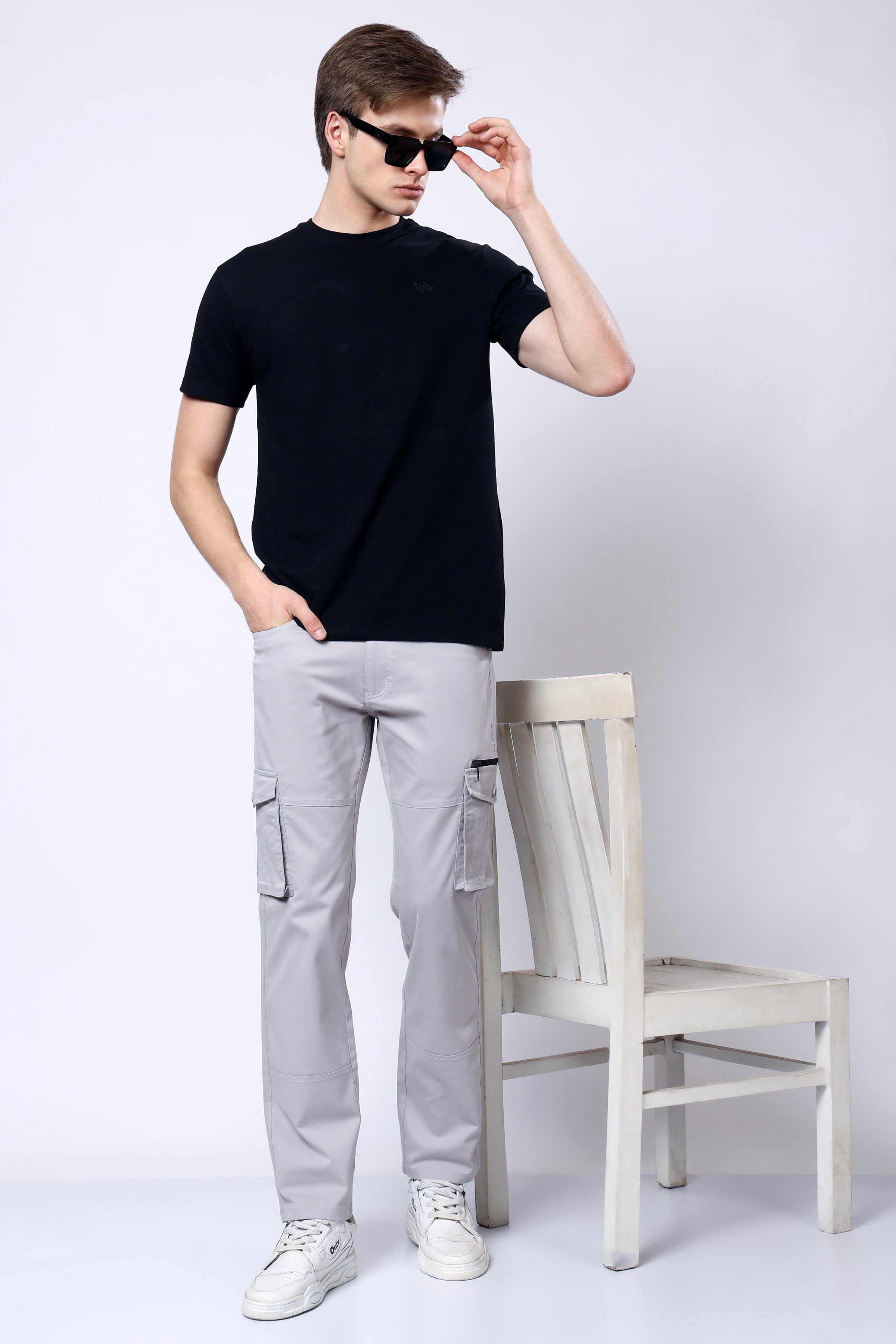 Stylox Men’s Regular Fit Utility Cargo Pants with Multi Pockets - Stylox