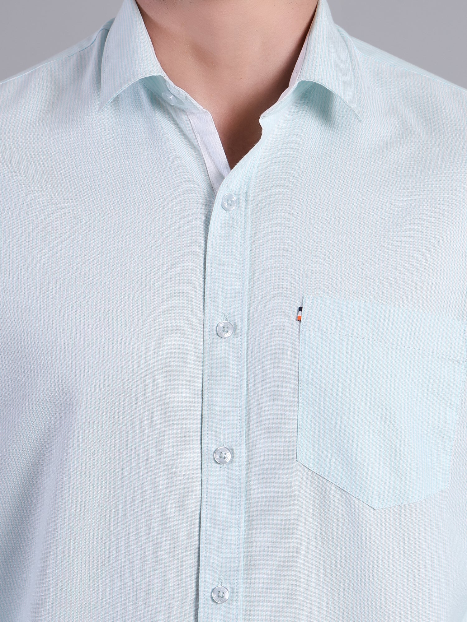 Stylox Men’s Green Striped Casual Shirt | Regular Fit Cotton Shirt for Men-Blue - Stylox