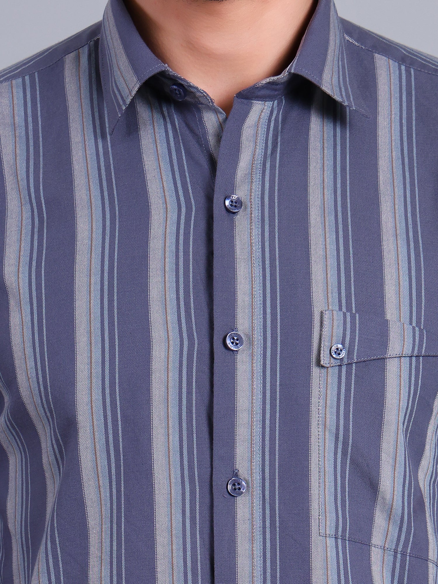 Stylox Men’s Regular Fit Full Sleeve Stripes Casual Shirt for Everyday & Office Wear (Blue)